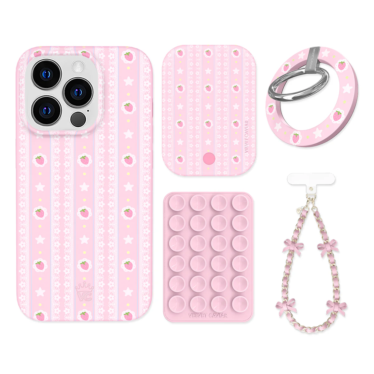 Strawberry Macaron iPhone Bundle Set - Grip - Image 14