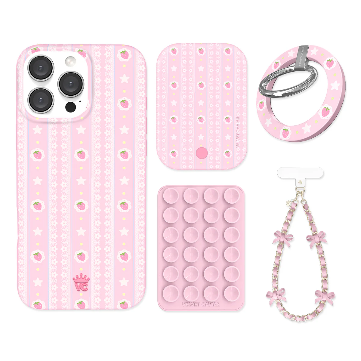 Strawberry Macaron iPhone Bundle Set - Grip - Image 2