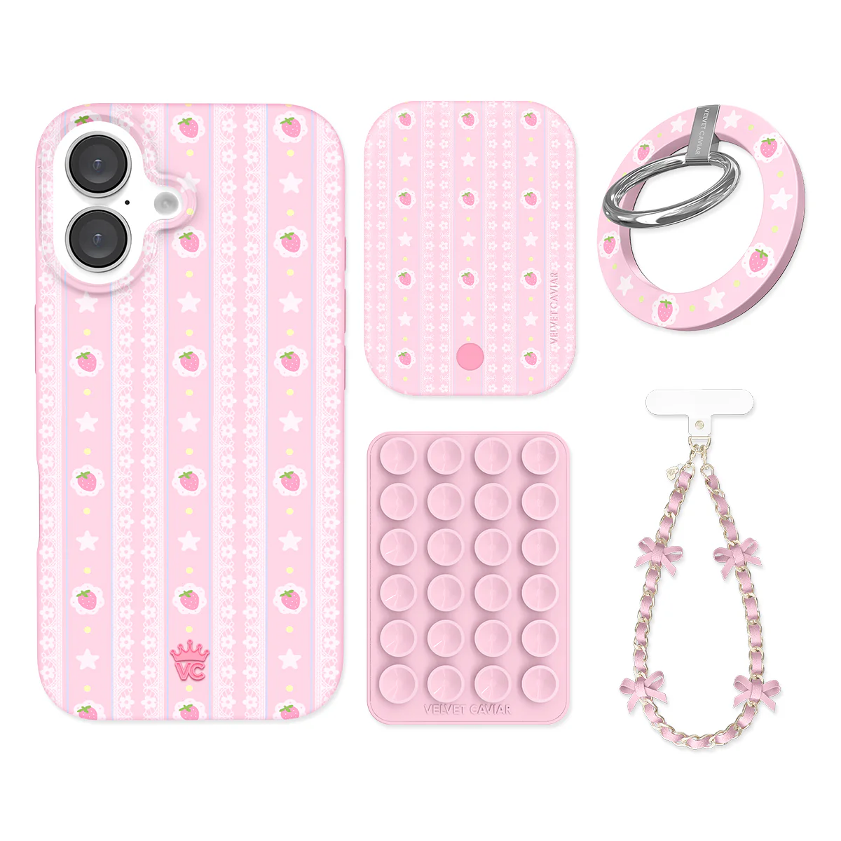 Strawberry Macaron iPhone Bundle Set - Grip - Image 4