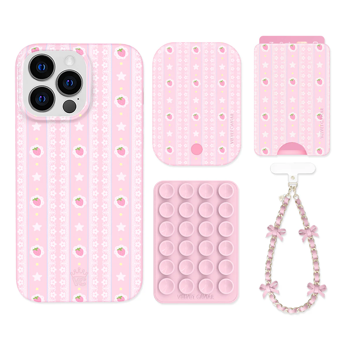 Strawberry Macaron iPhone Bundle Set - Wallet - Image 13