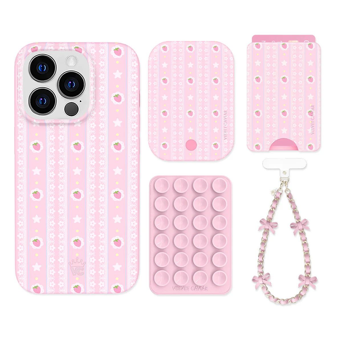 Strawberry Macaron iPhone Bundle Set - Wallet - Image 14
