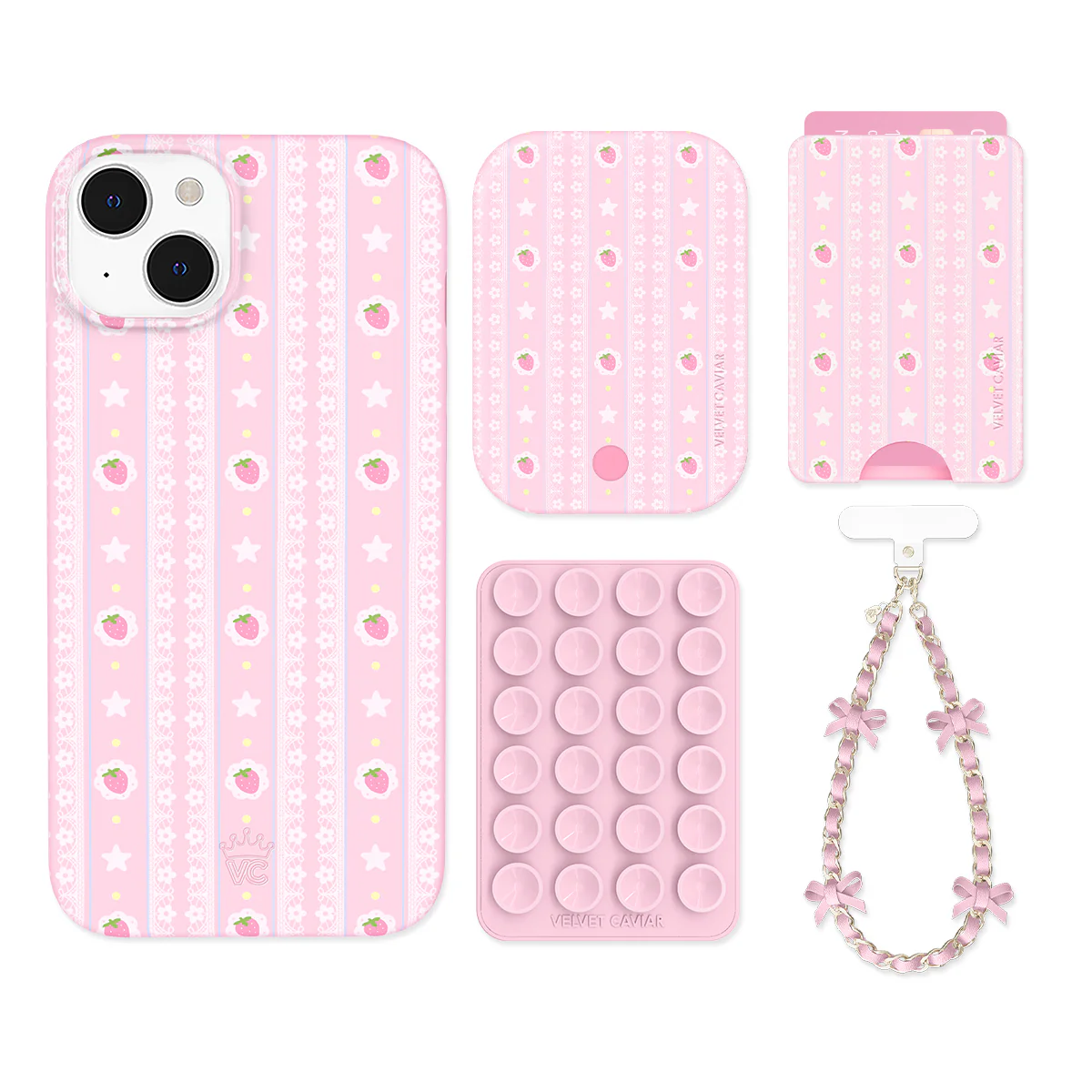 Strawberry Macaron iPhone Bundle Set - Wallet - Image 15