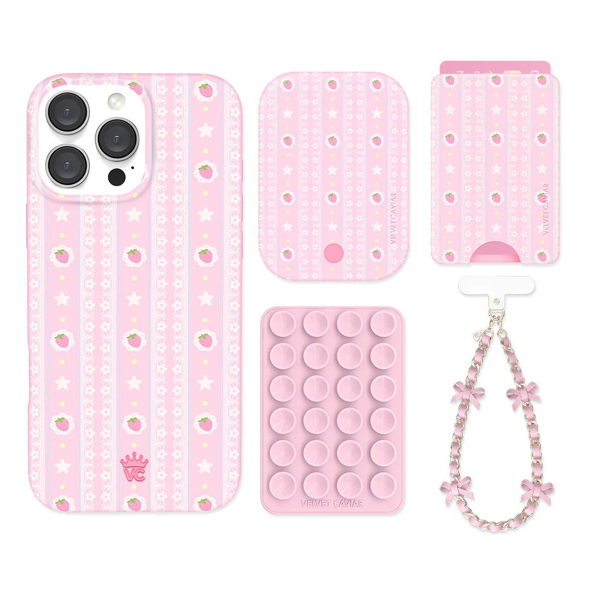 Strawberry Macaron iPhone Bundle Set - Wallet - Image 2