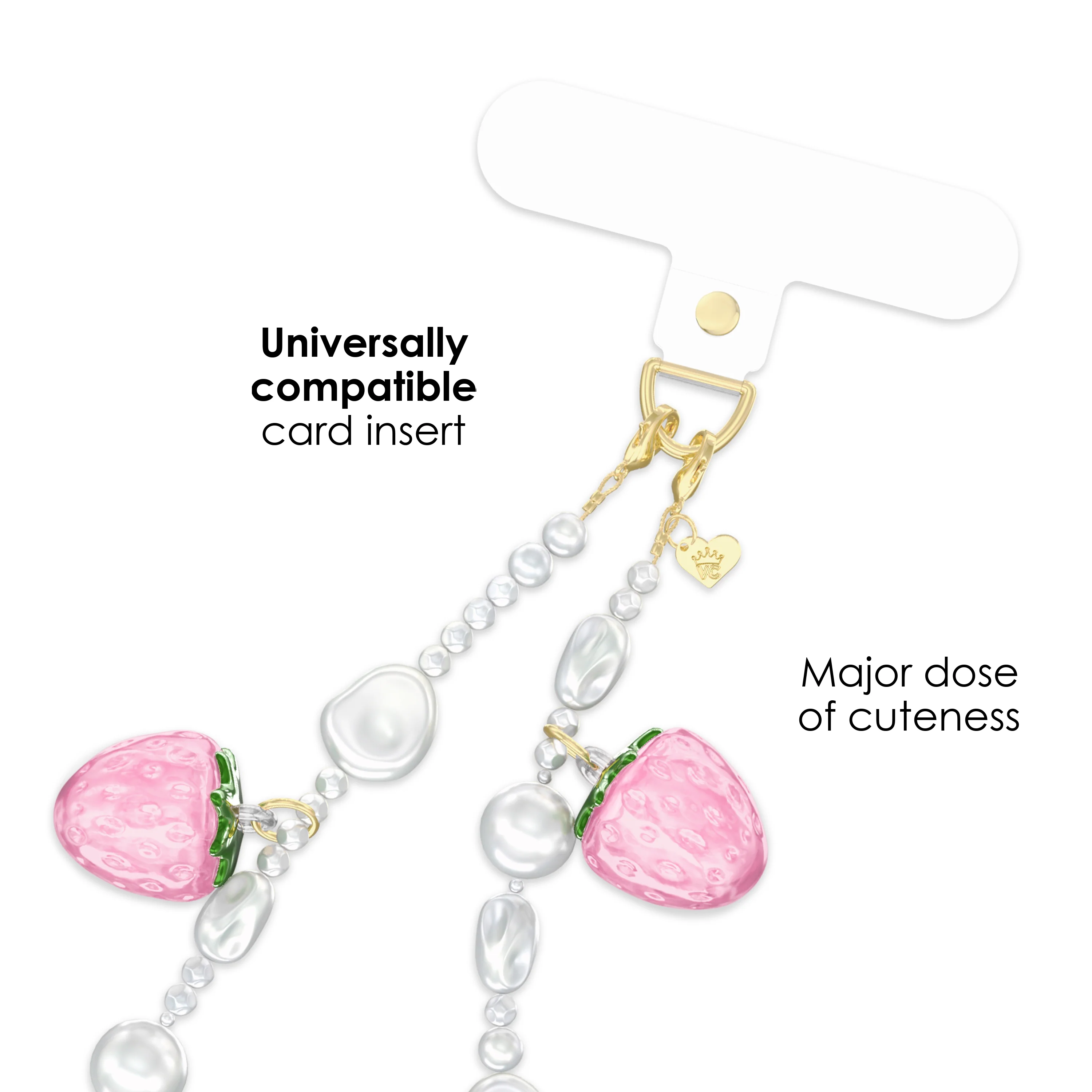 Strawberry Pearl Chain Phone Charm - Image 3