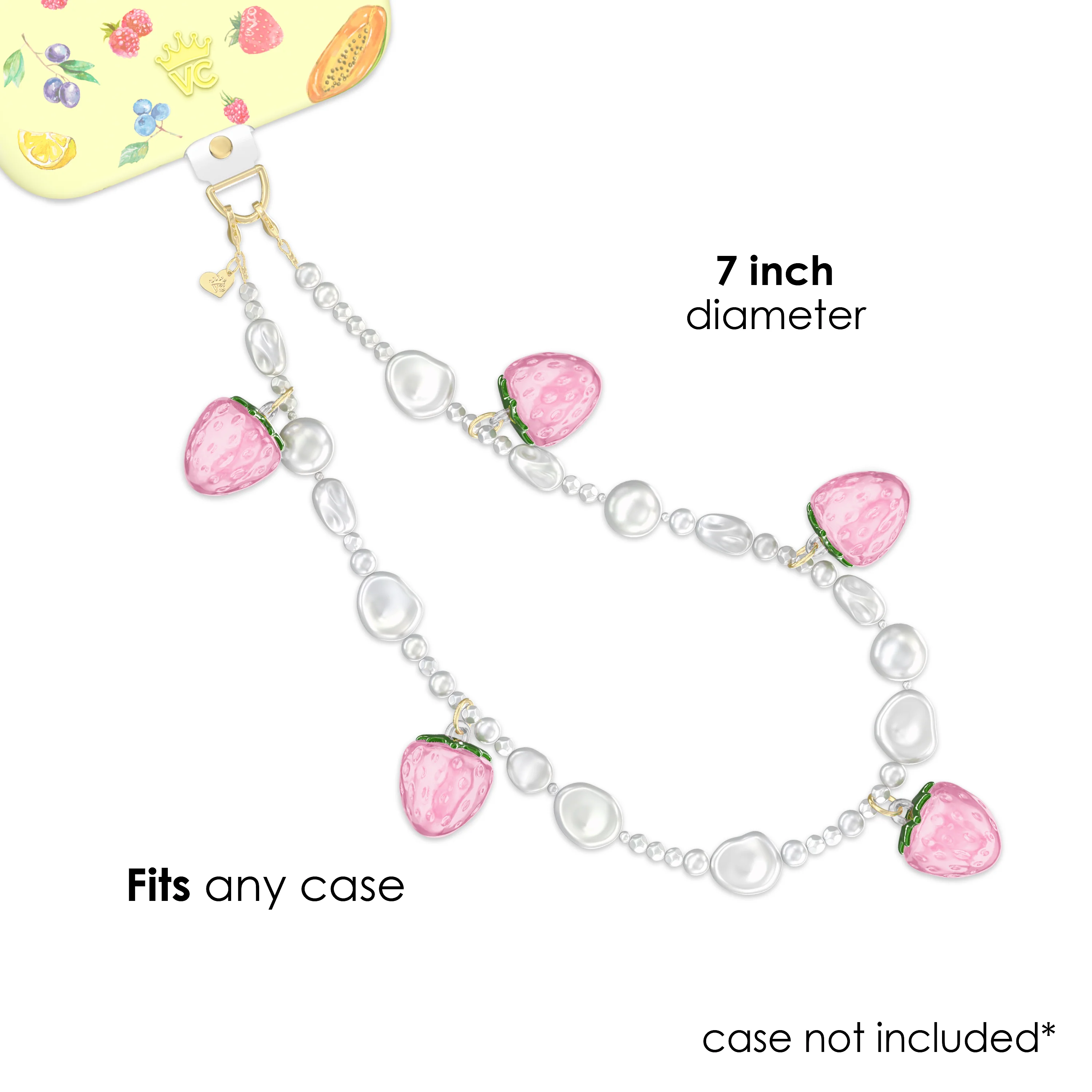 Strawberry Pearl Chain Phone Charm - Image 4