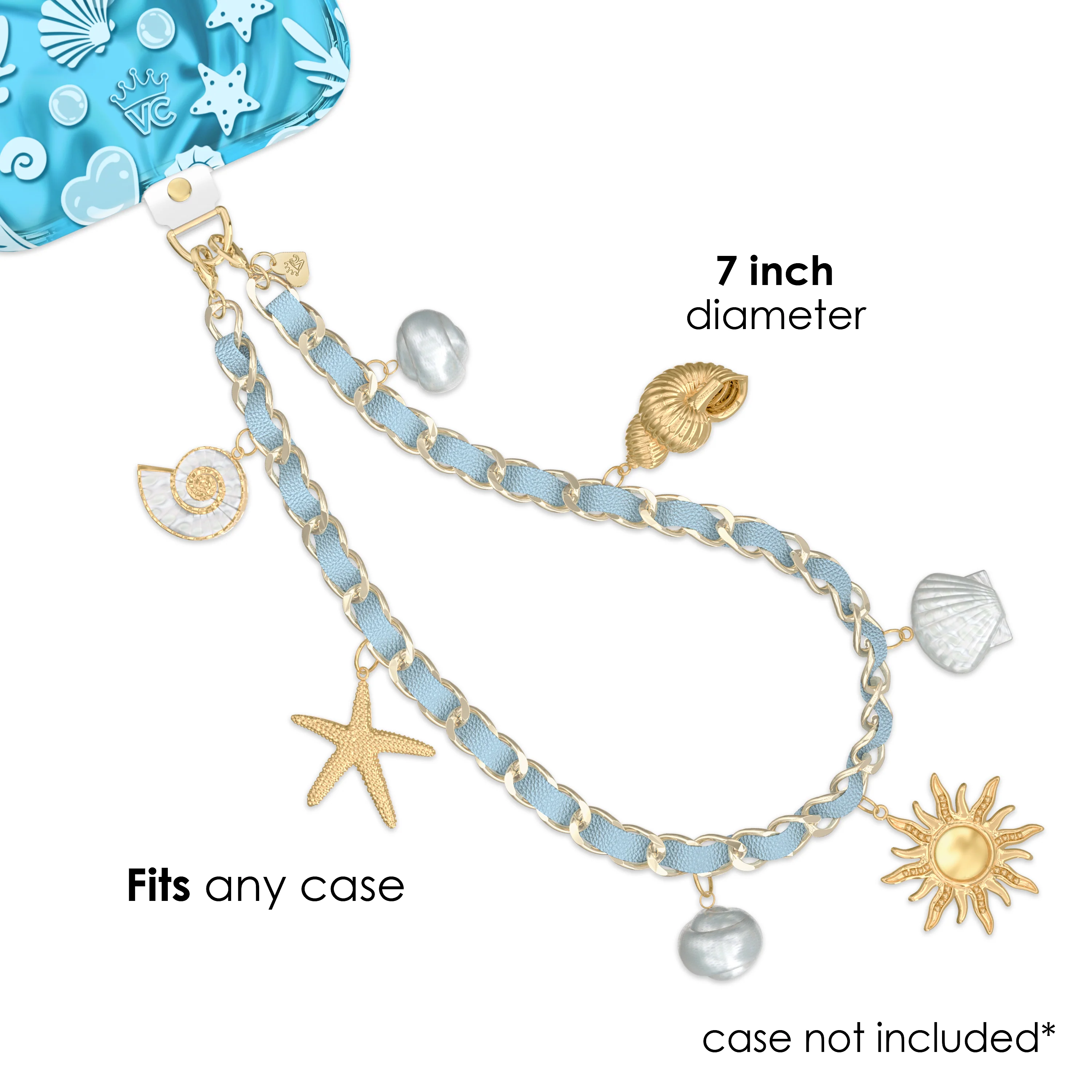 Coastal Princess Leather Chain Phone Charm - Image 4