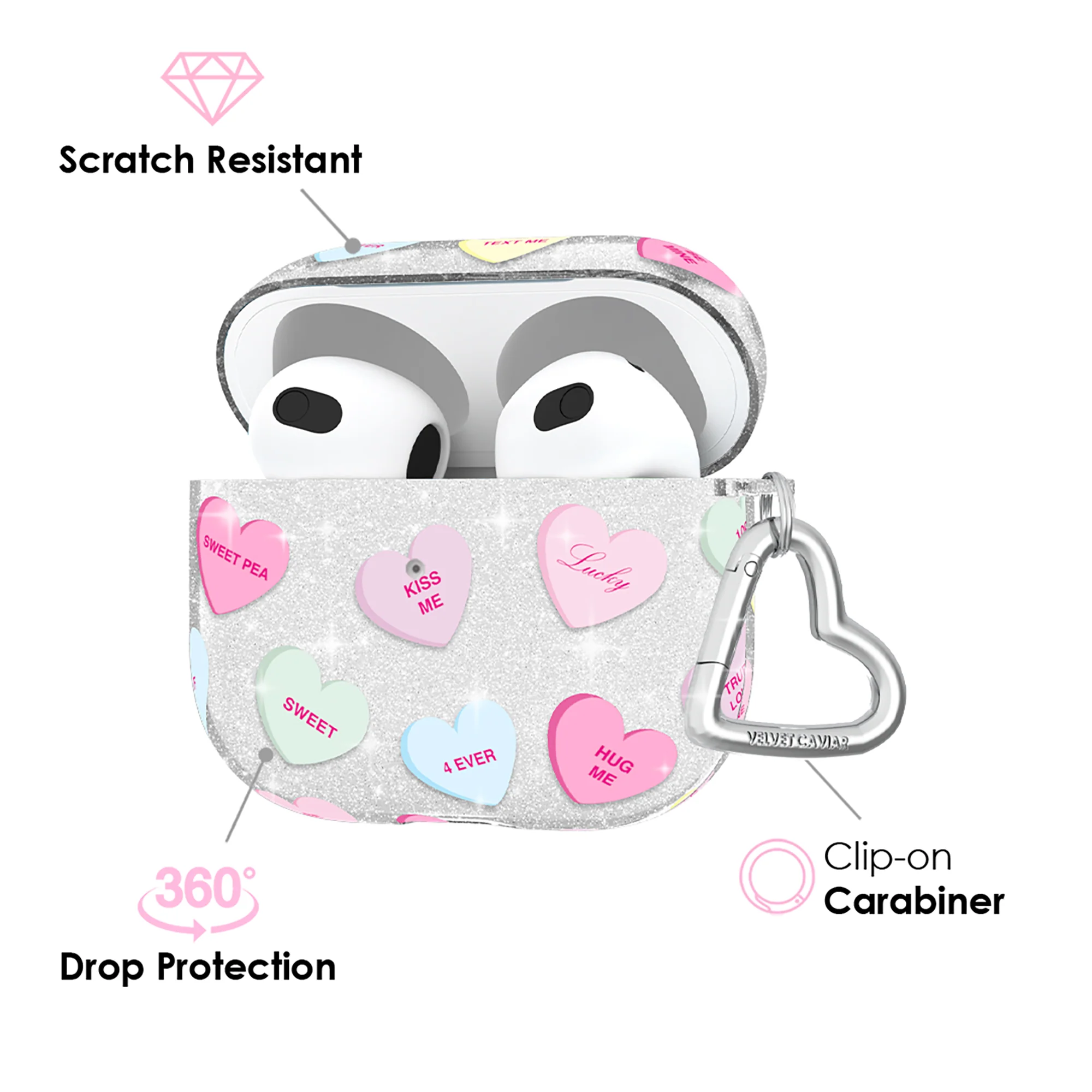Sweet Hearts Glitter AirPod Case - Image 15