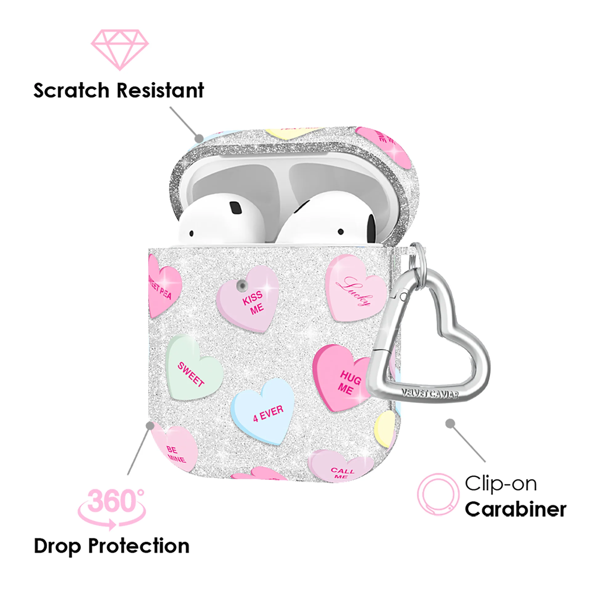 Sweet Hearts Glitter AirPod Case - Image 3