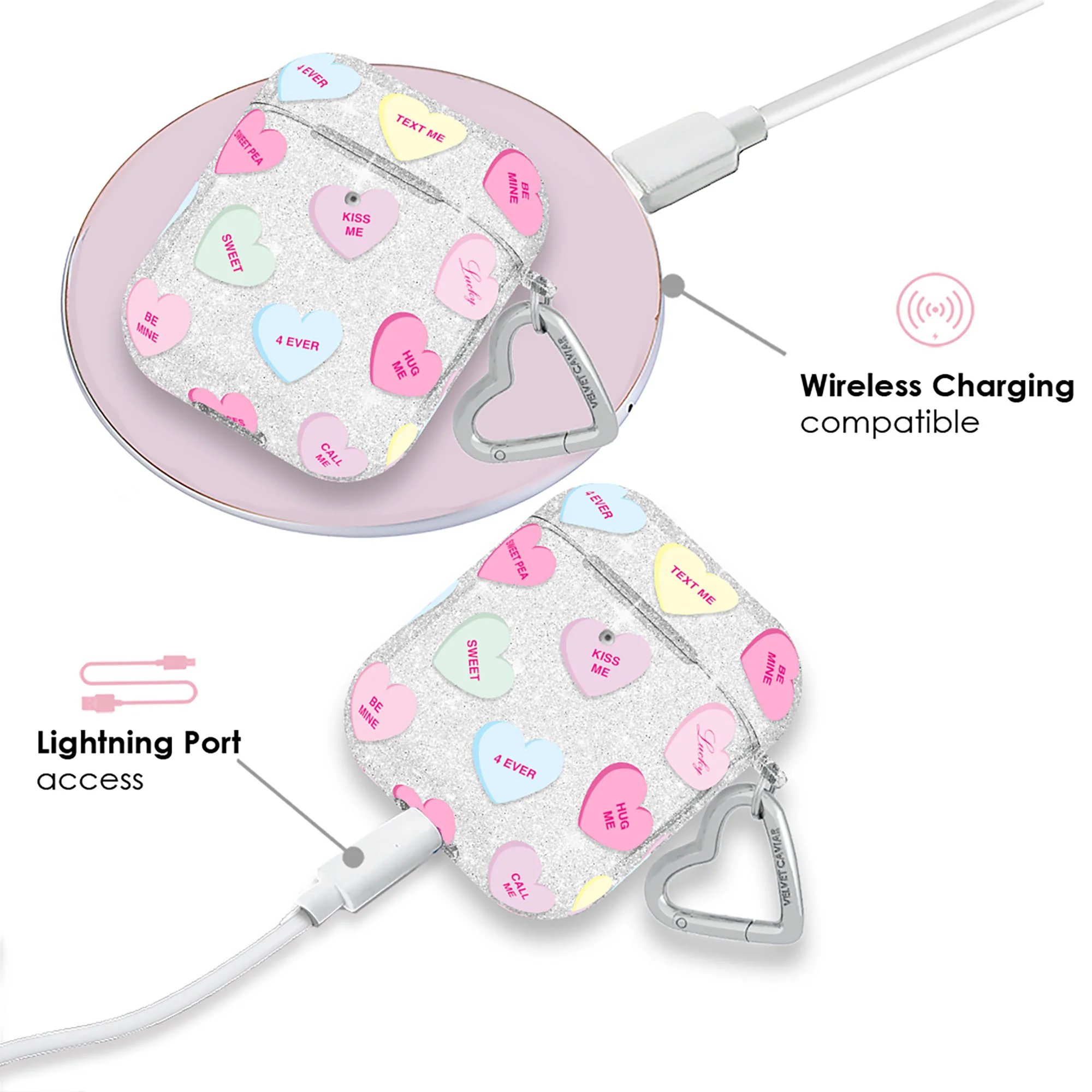 Sweet Hearts Glitter AirPod Case - Image 4
