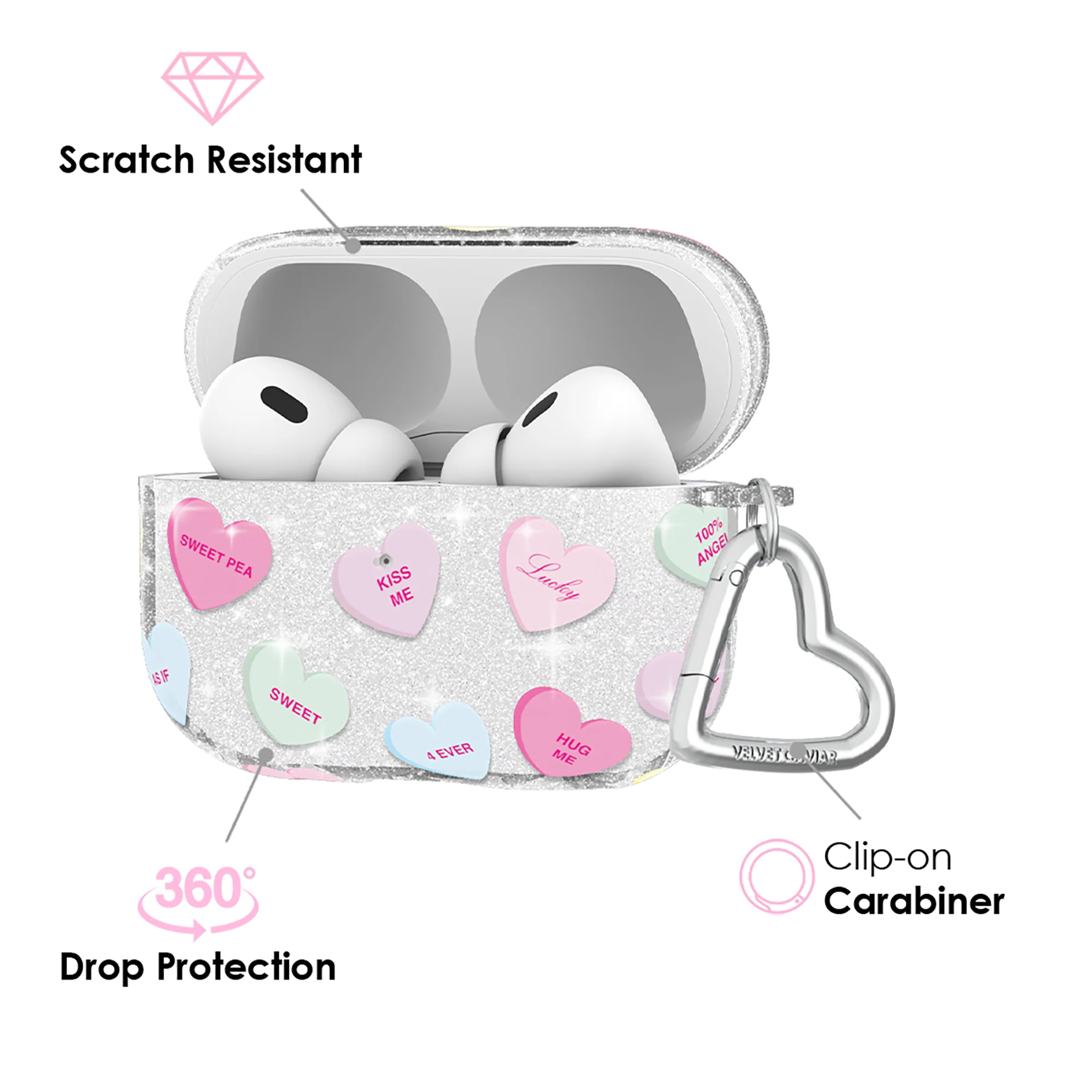 Sweet Hearts Glitter AirPod Case - Image 9