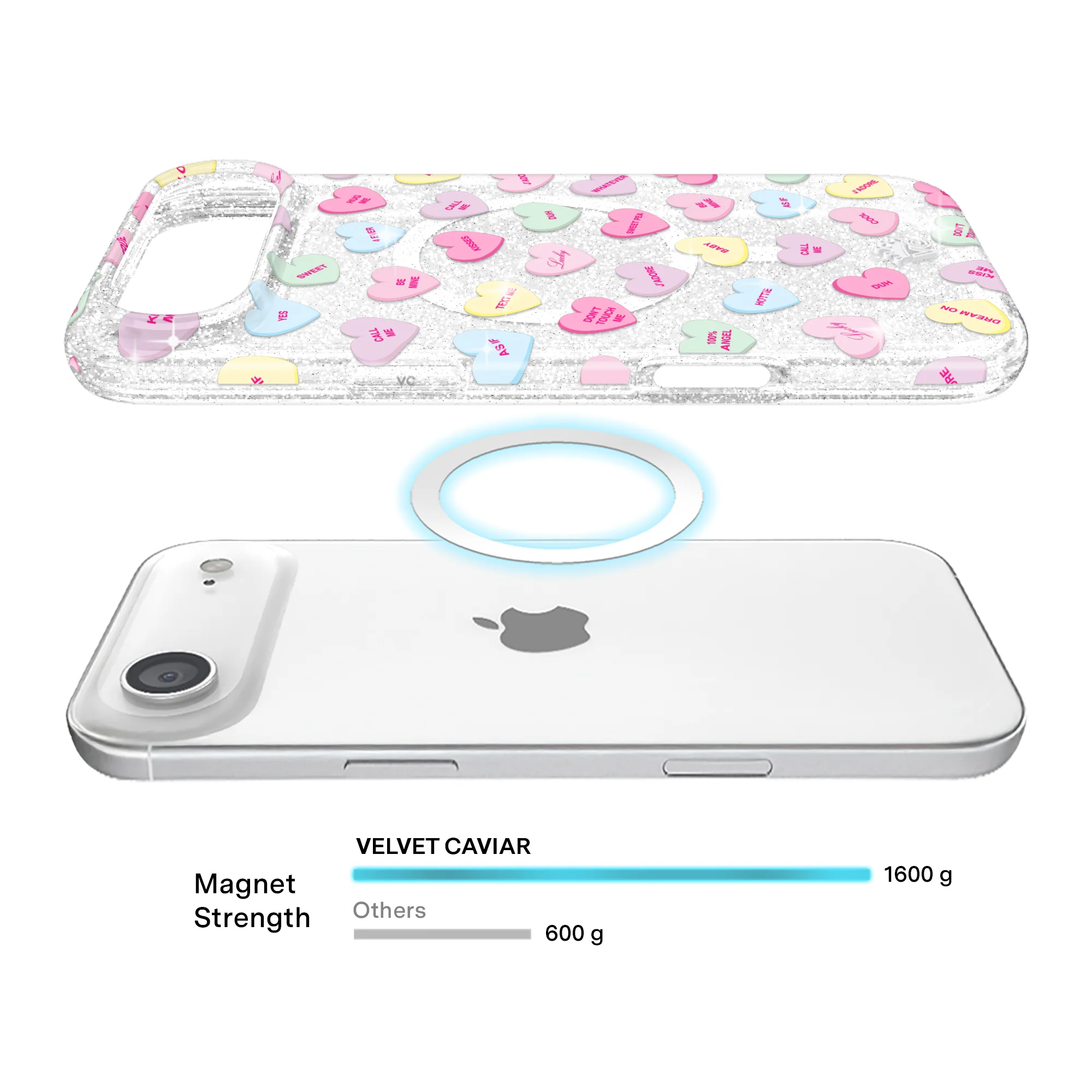 Sweet Hearts Glitter iPhone Case - Image 14