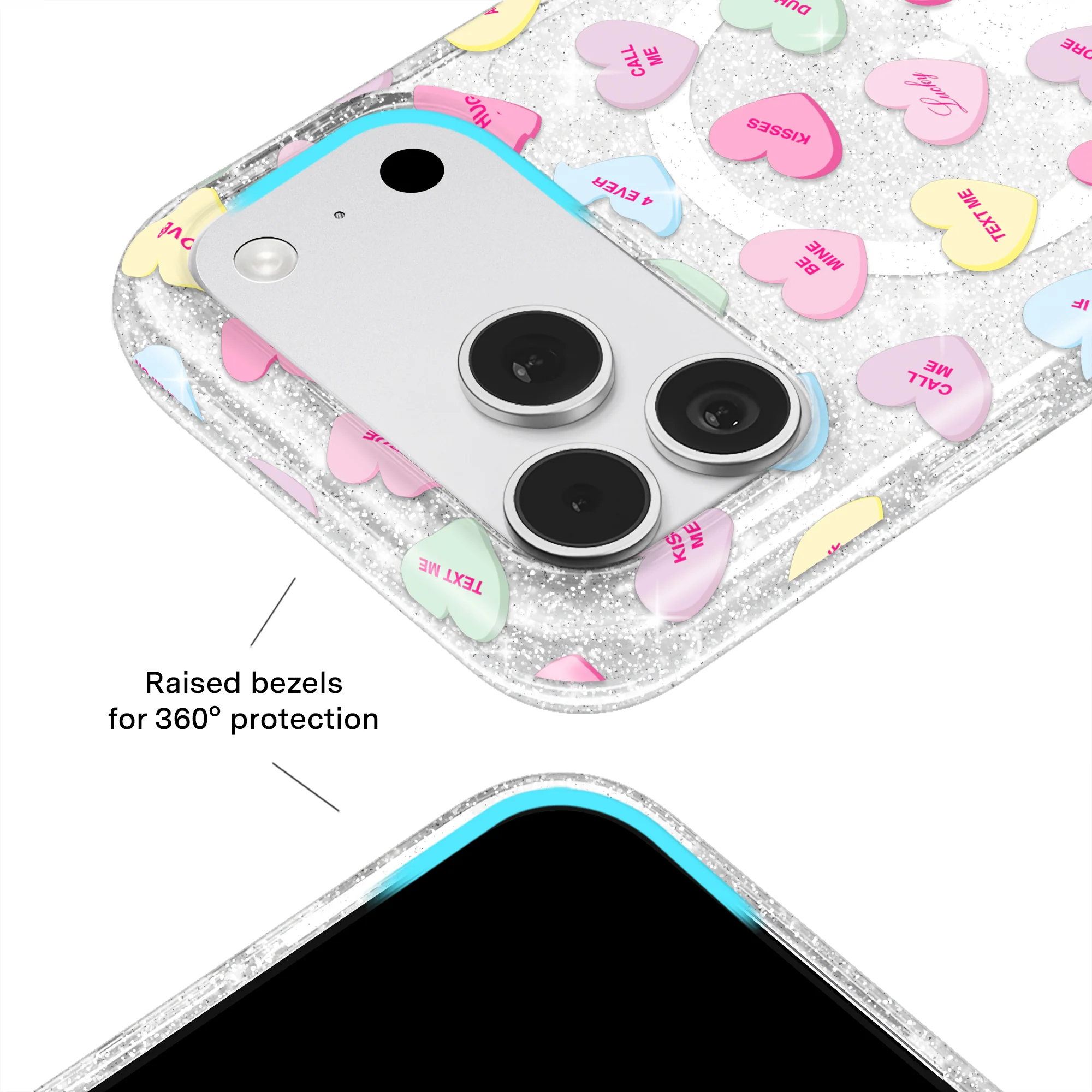 Sweet Hearts Glitter iPhone Case - Image 3