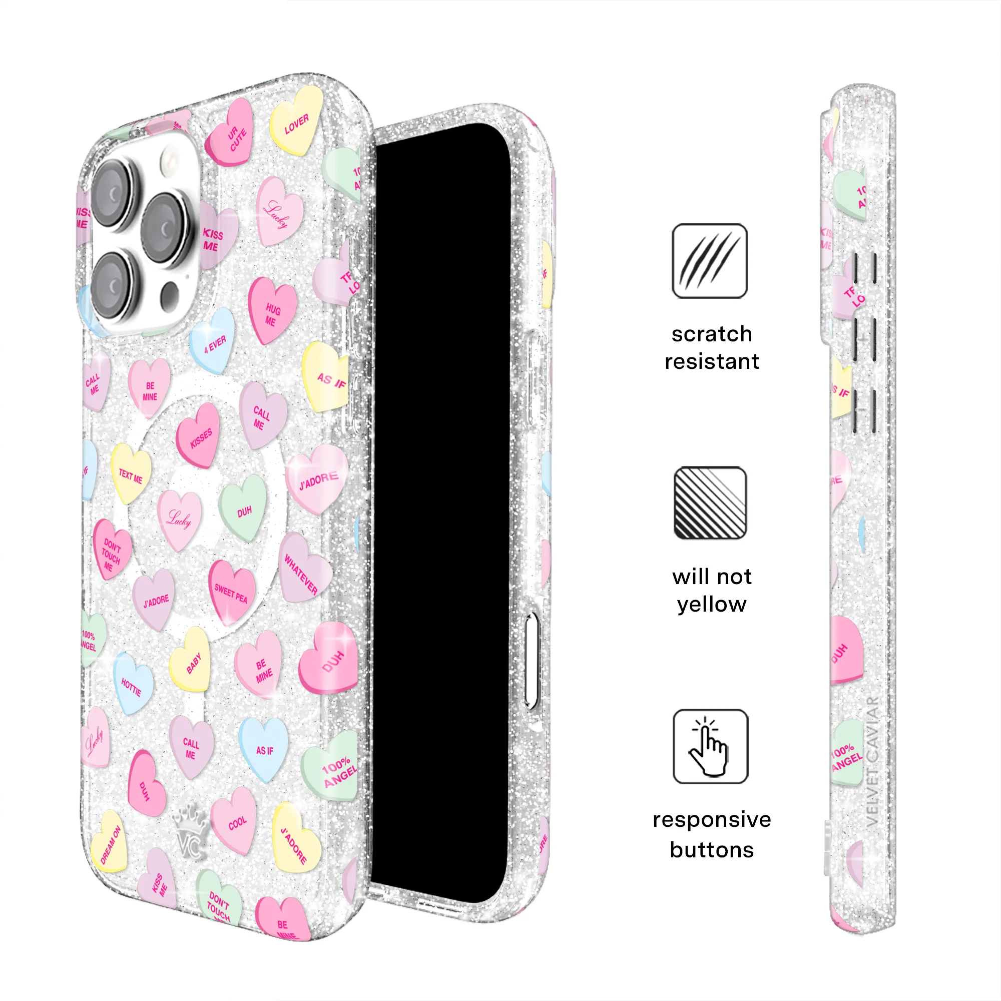 Sweet Hearts Glitter iPhone Case - Image 30