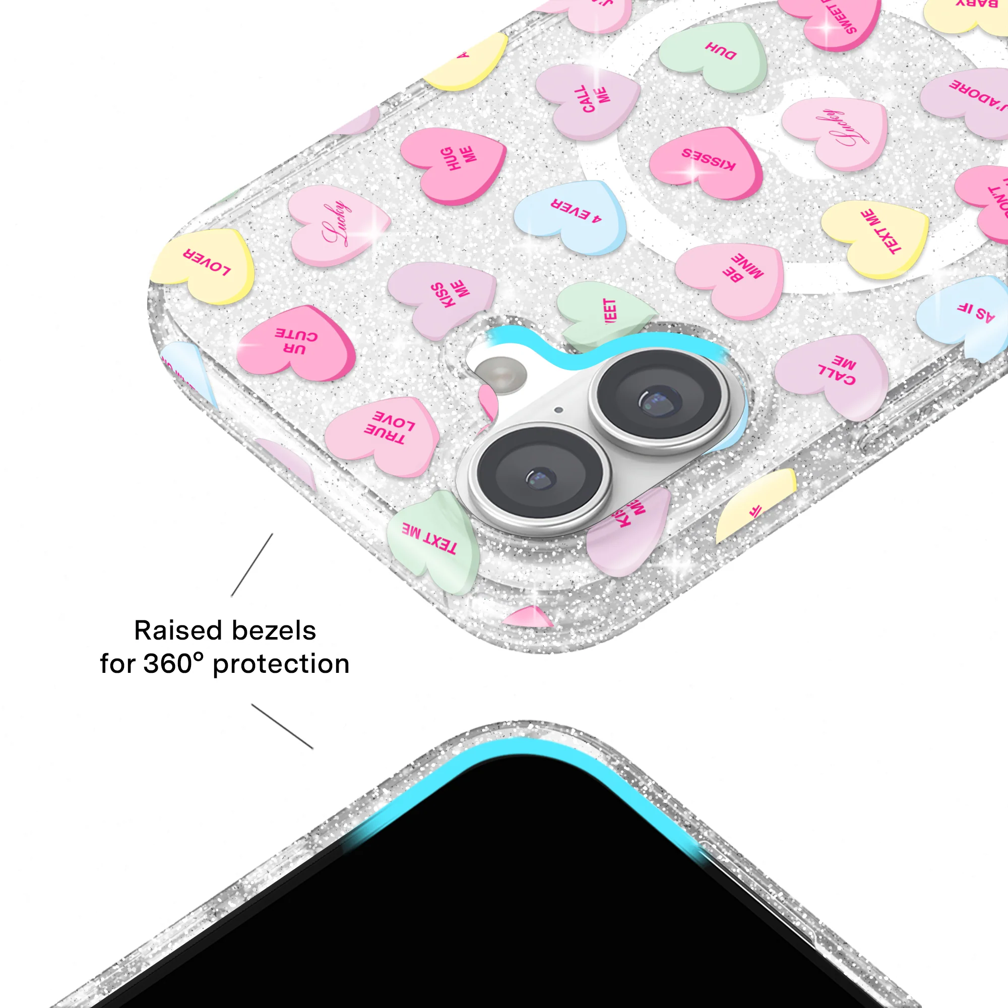 Sweet Hearts Glitter iPhone Case - Image 33