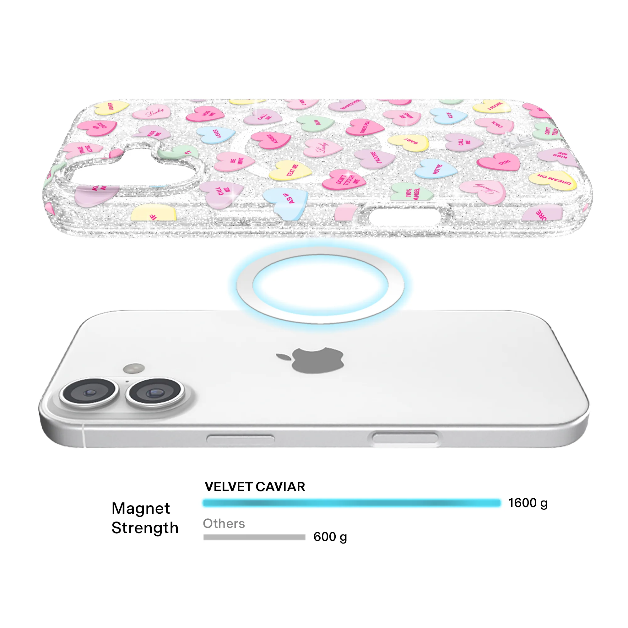 Sweet Hearts Glitter iPhone Case - Image 34