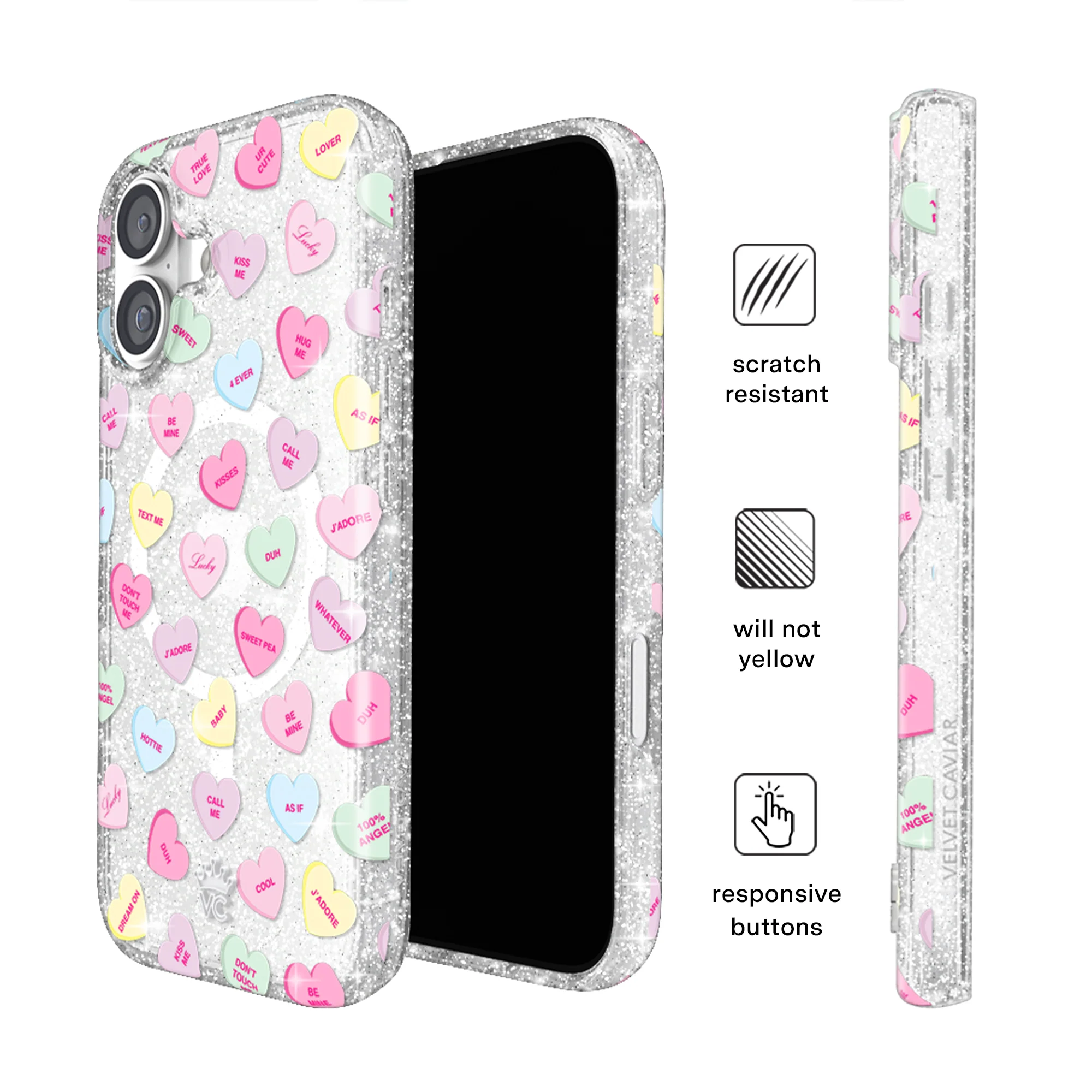 Sweet Hearts Glitter iPhone Case - Image 35