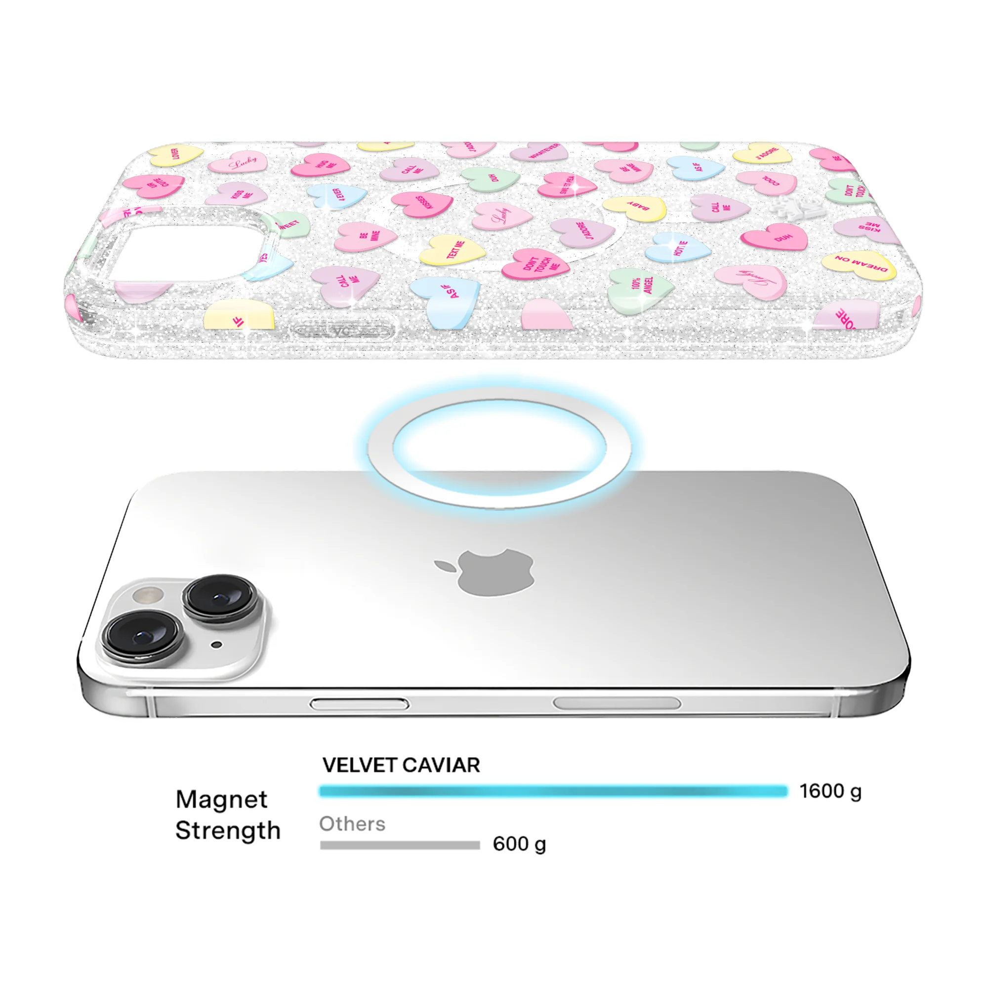 Sweet Hearts Glitter iPhone Case - Image 59