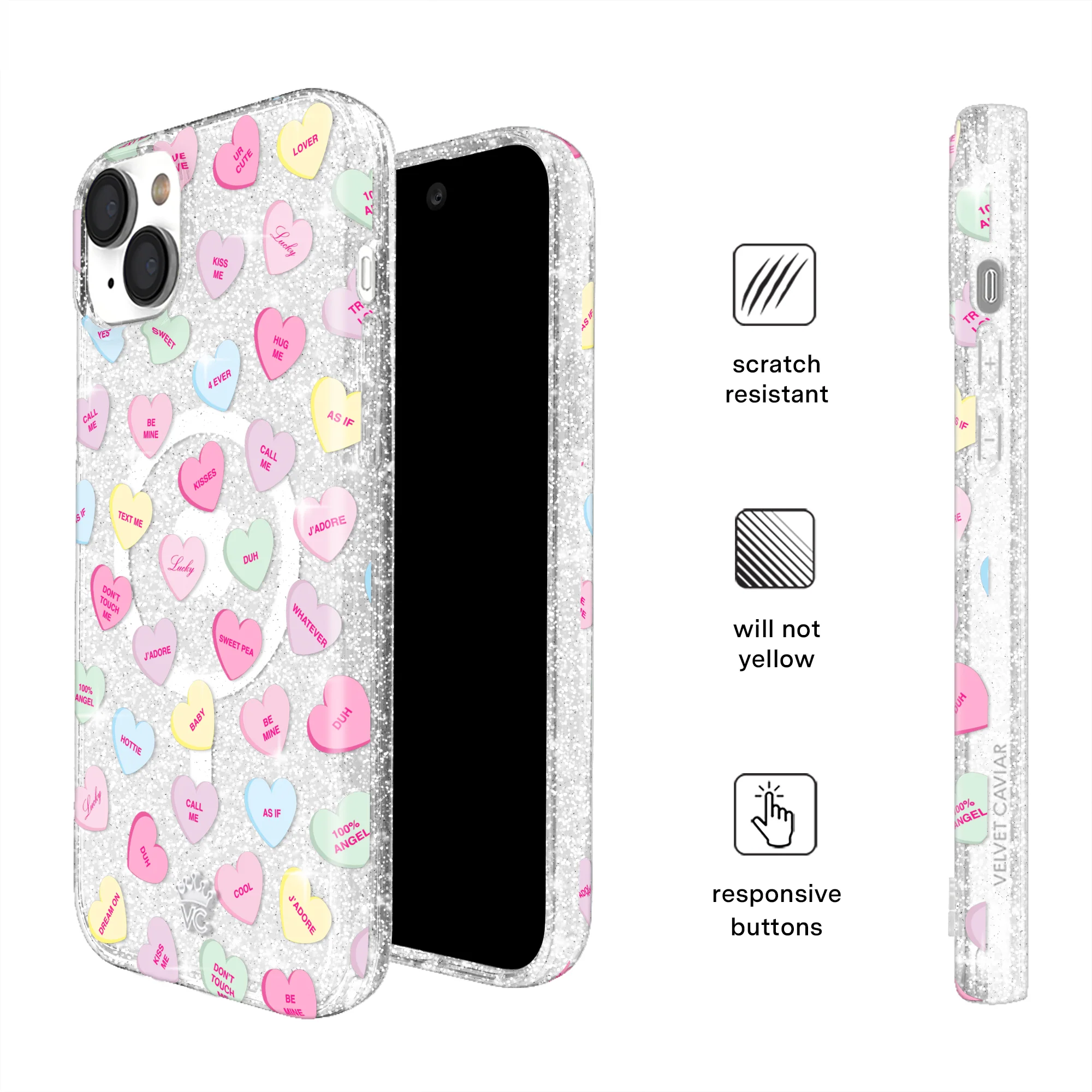 Sweet Hearts Glitter iPhone Case - Image 60