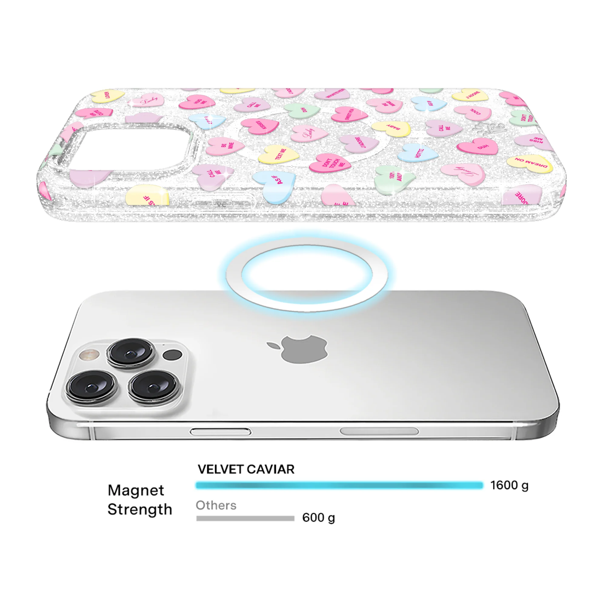Sweet Hearts Glitter iPhone Case - Image 64