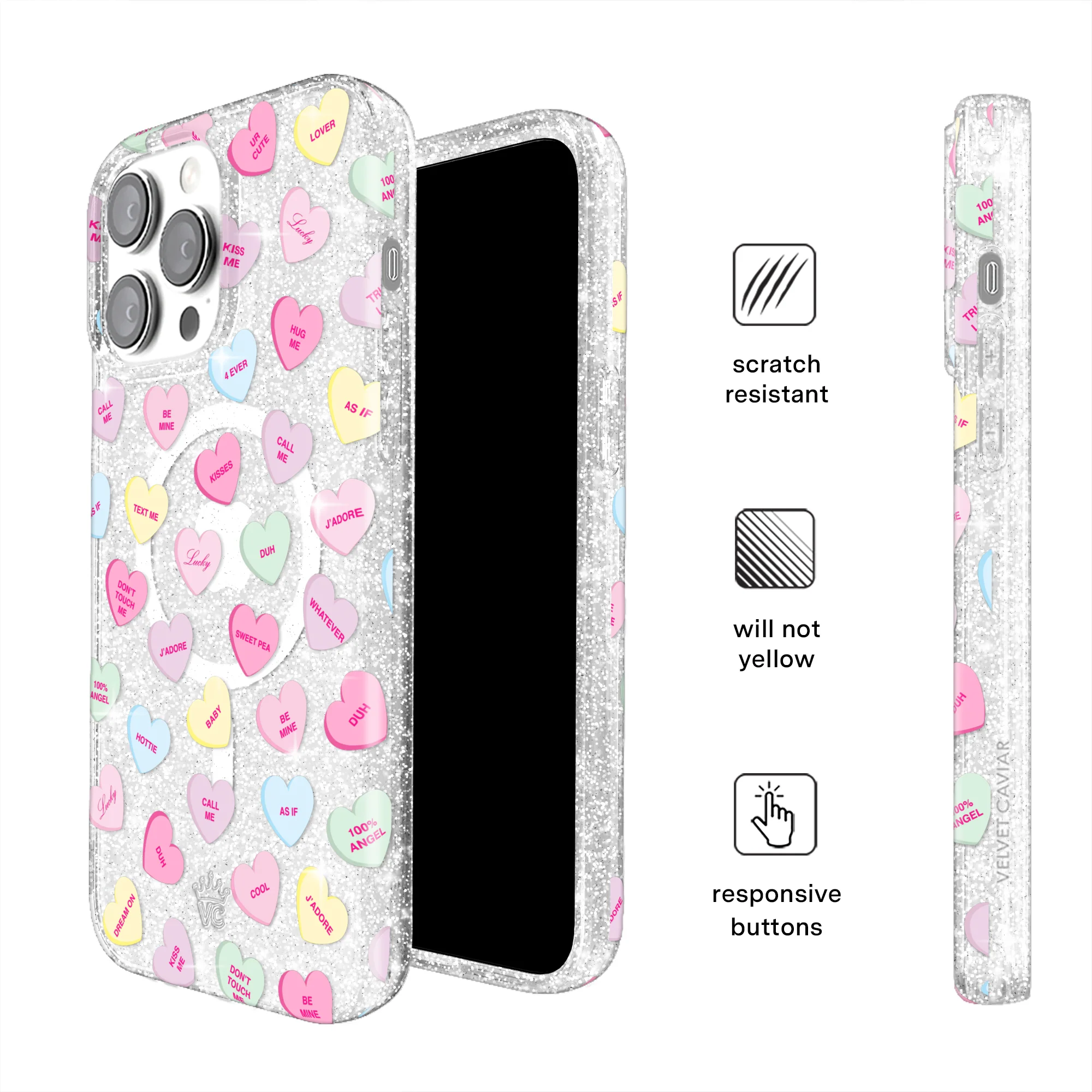 Sweet Hearts Glitter iPhone Case - Image 65