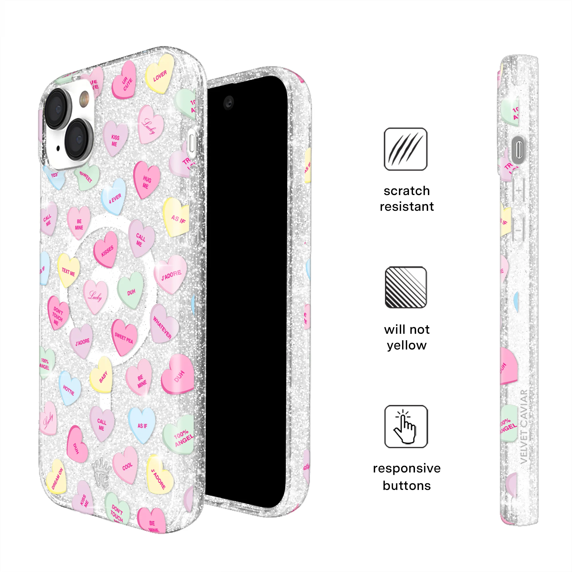 Sweet Hearts Glitter iPhone Case - Image 80