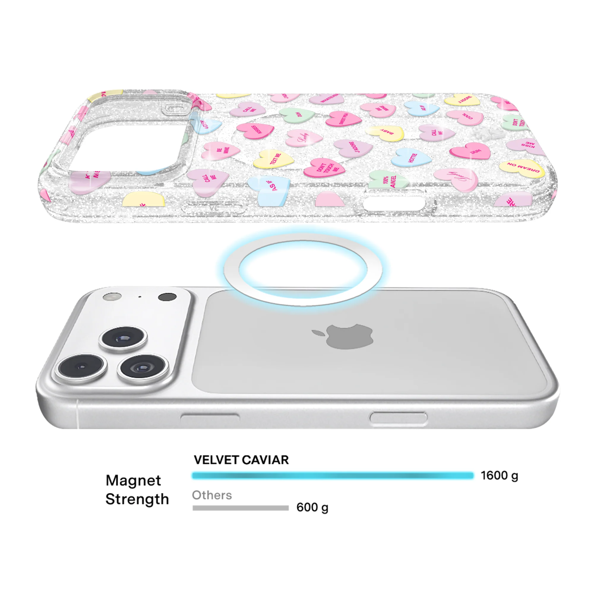 Sweet Hearts Glitter iPhone Case - Image 9