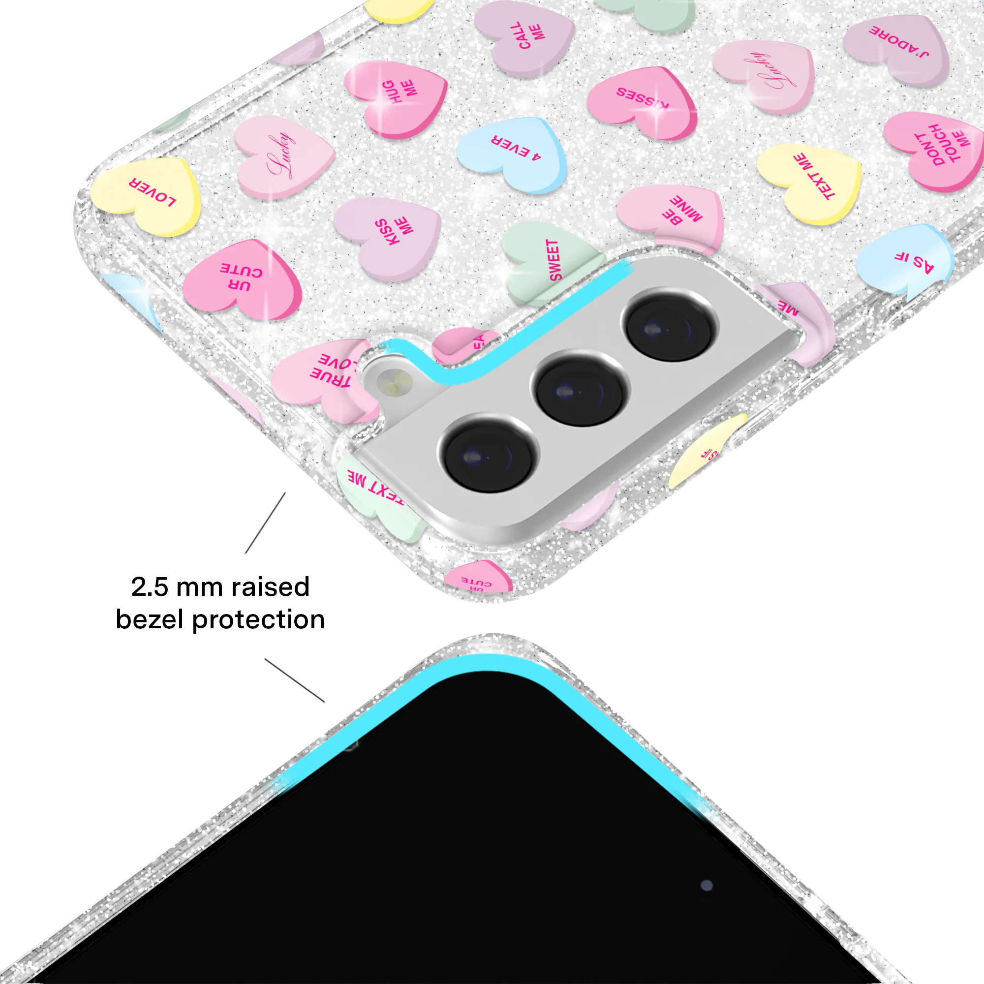 Sweet Hearts Glitter Samsung Case - Image 3