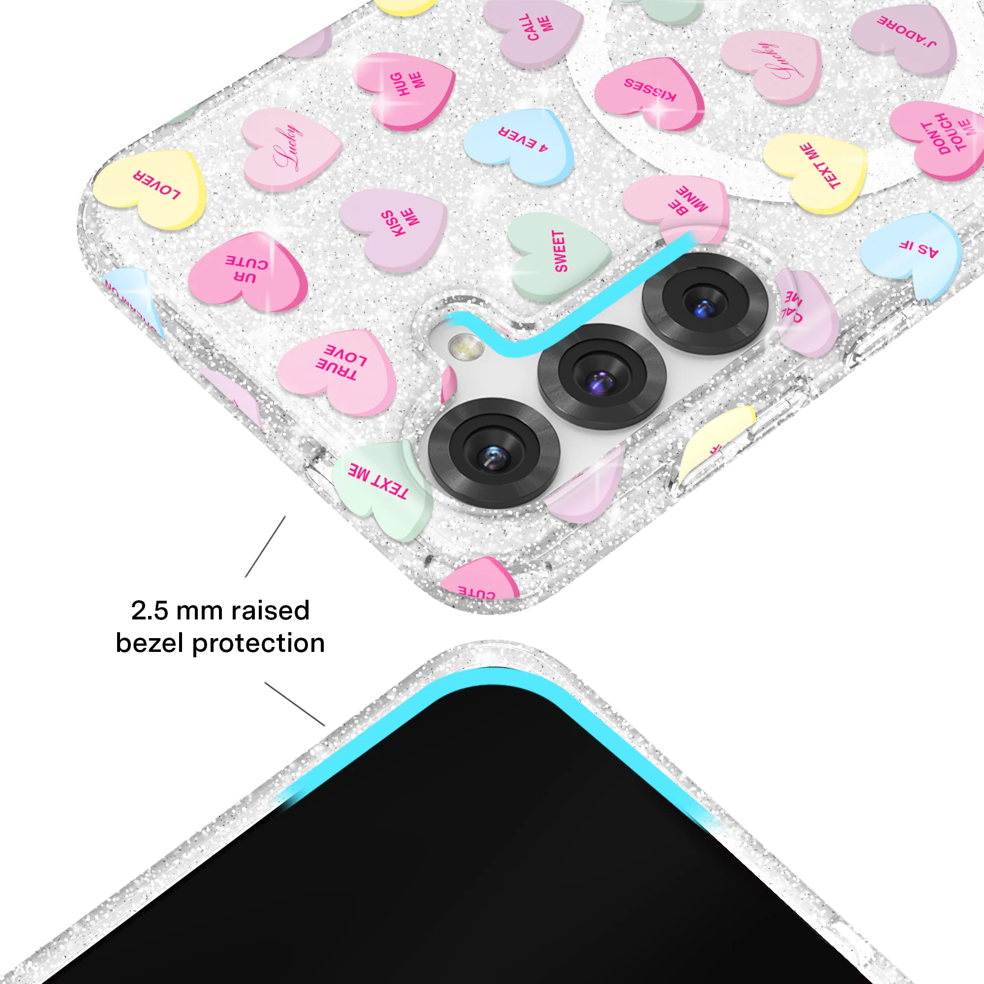 Sweet Hearts Glitter Samsung Case - Image 48