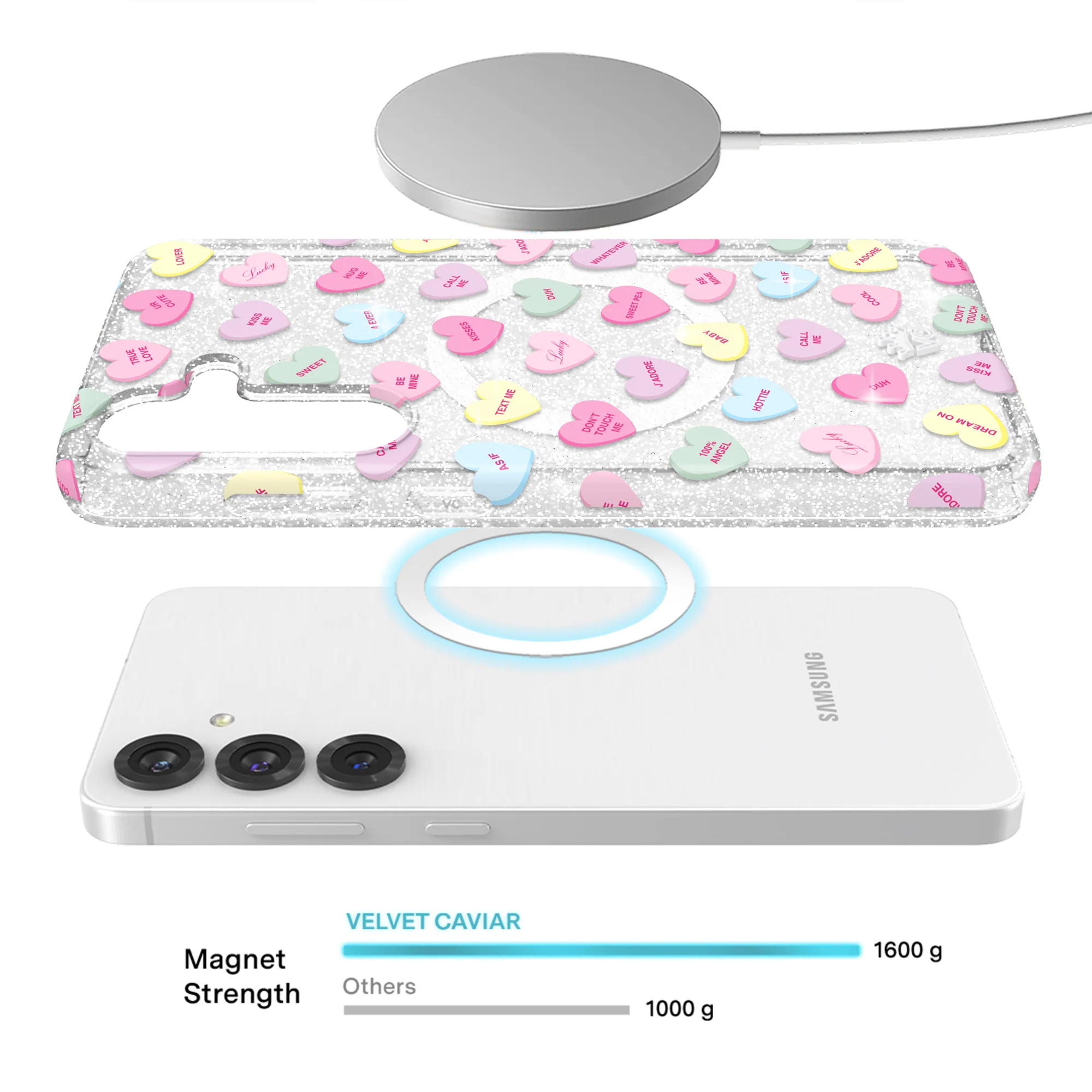Sweet Hearts Glitter Samsung Case - Image 49