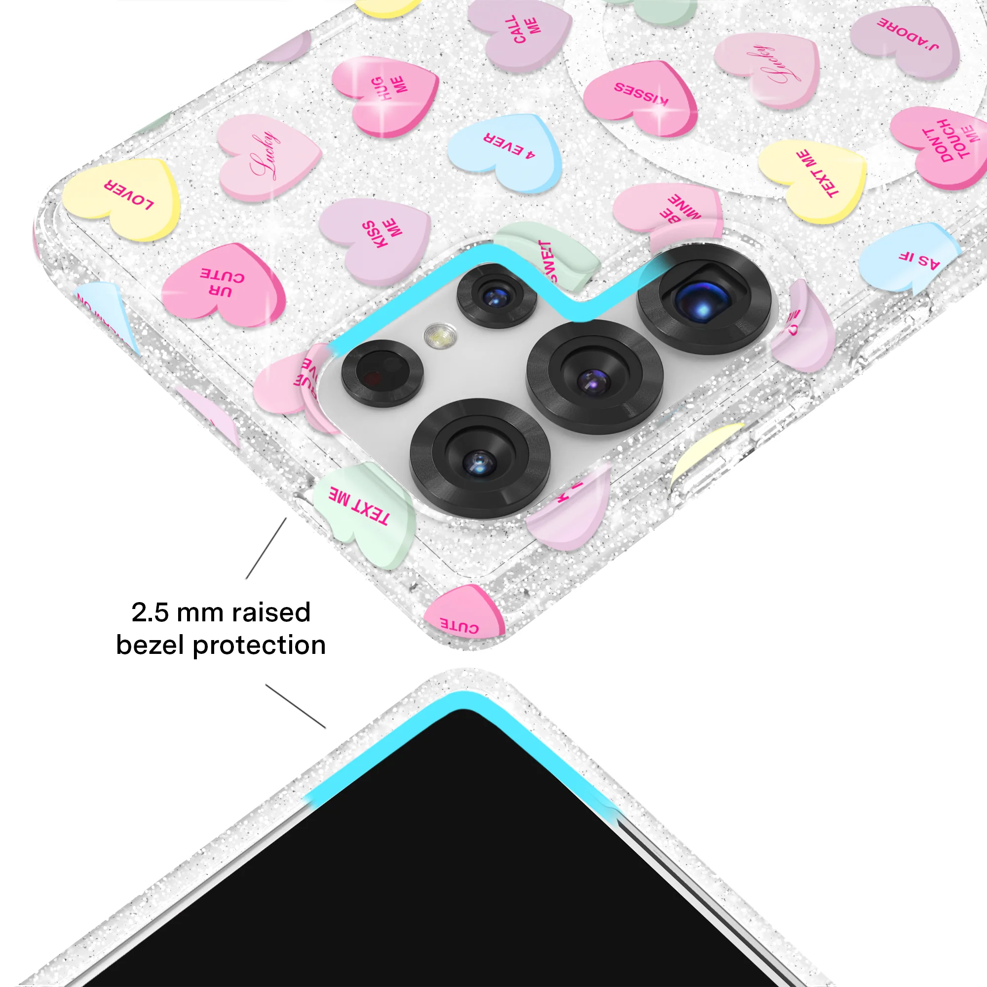 Sweet Hearts Glitter Samsung Case - Image 58