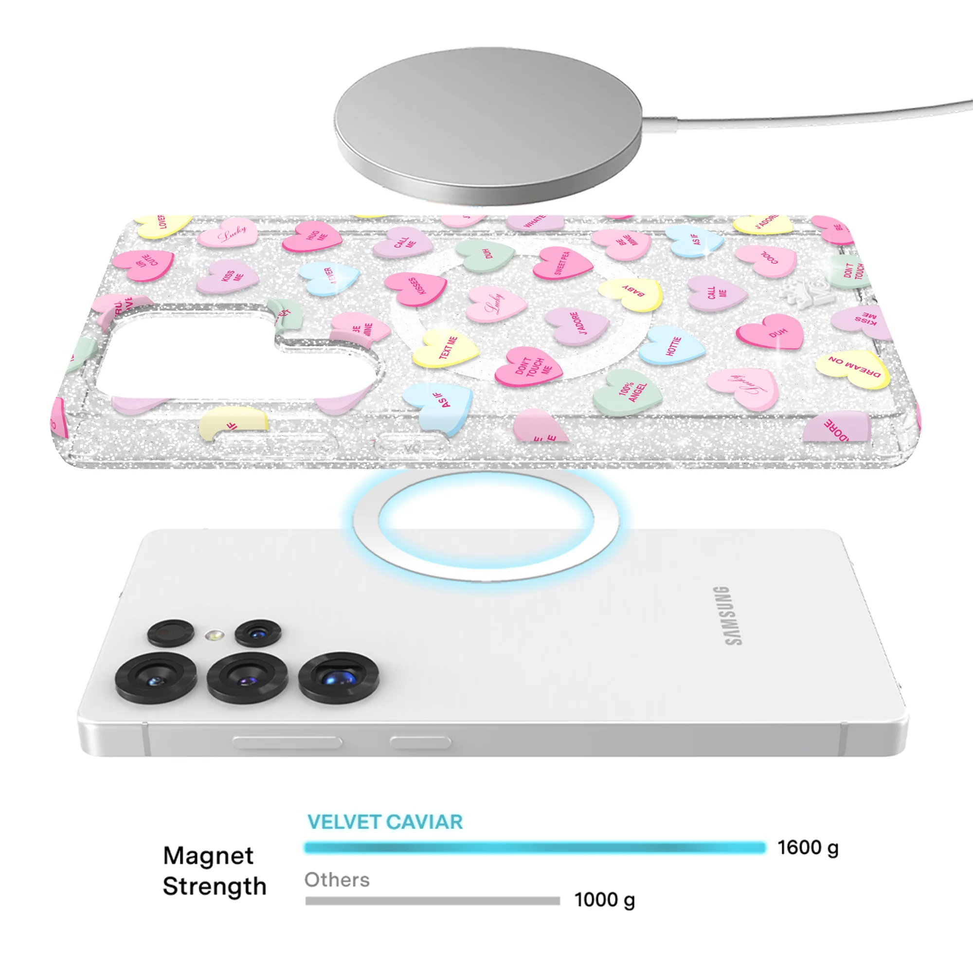 Sweet Hearts Glitter Samsung Case - Image 59