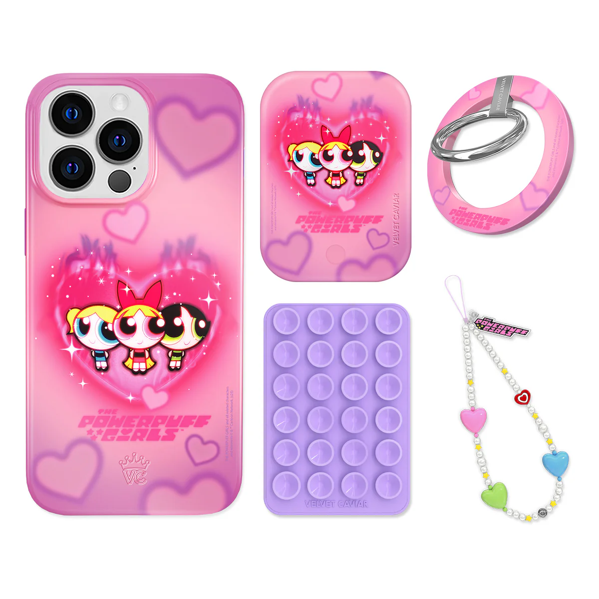 The Powerpuff Girls Airbrush Hearts iPhone Bundle Set - Grip - Image 10