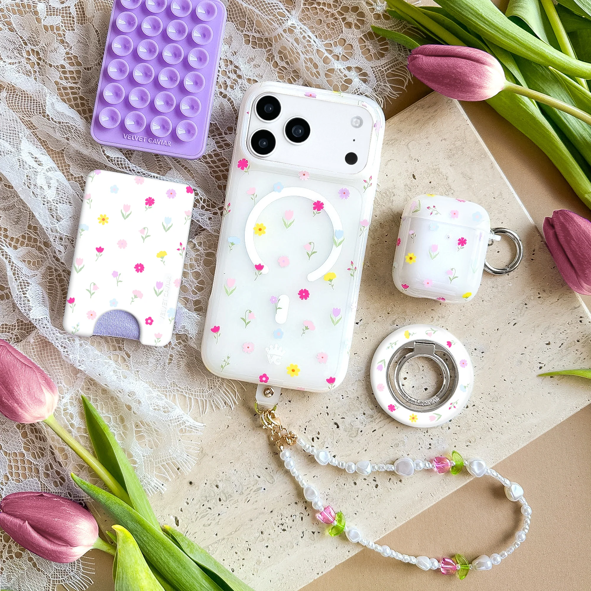 Tulip Pearl Chain Phone Charm - Image 5