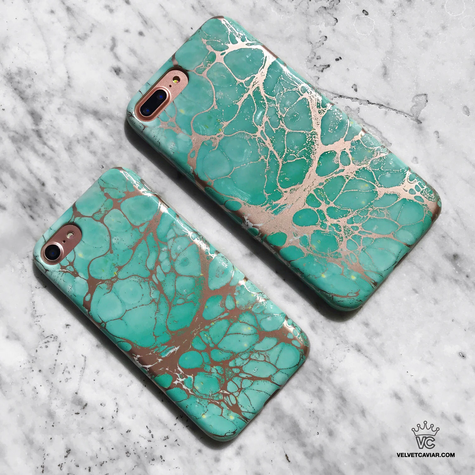 Turquoise Rose Gold Chrome iPhone Case - Image 2
