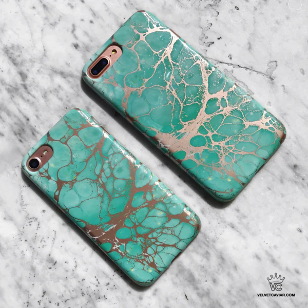 Turquoise Rose Gold Chrome iPhone Case - Image 50
