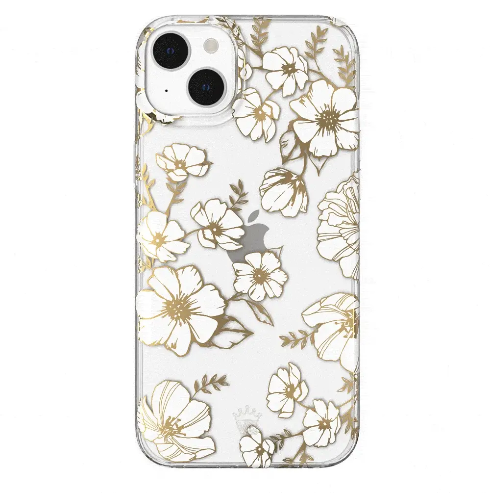 White and Gold Floral Clear iPhone Case - Image 100