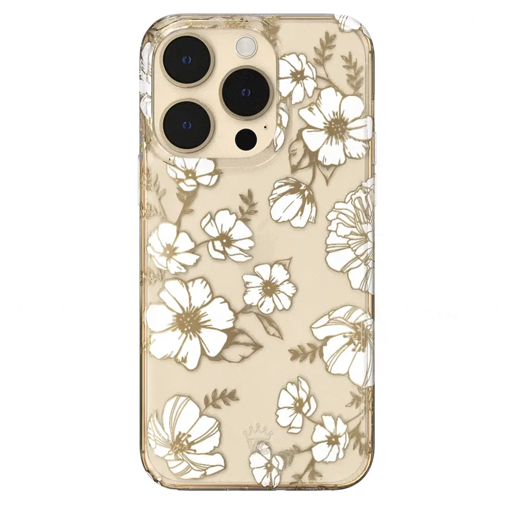 White and Gold Floral Clear iPhone Case - Image 106