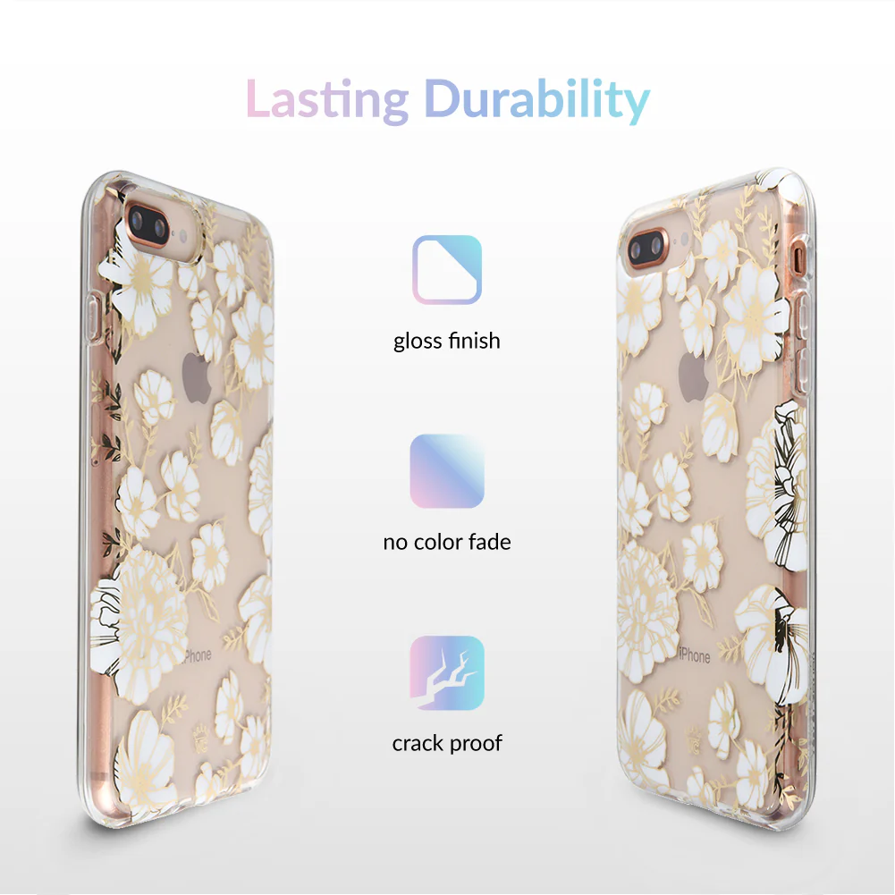 White and Gold Floral Clear iPhone Case - Image 11