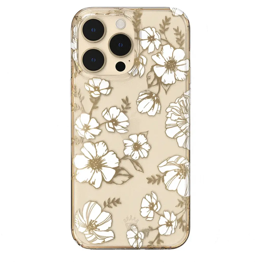 White and Gold Floral Clear iPhone Case - Image 112