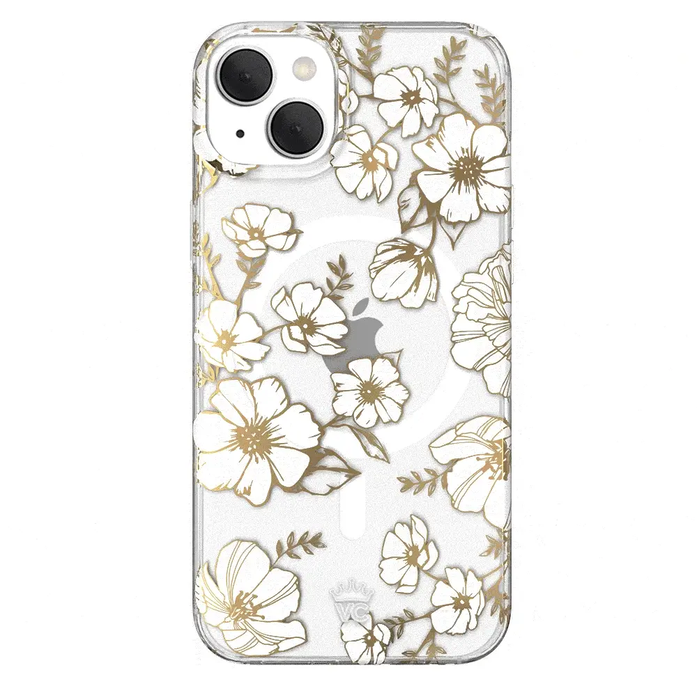 White and Gold Floral Clear iPhone Case - Image 118