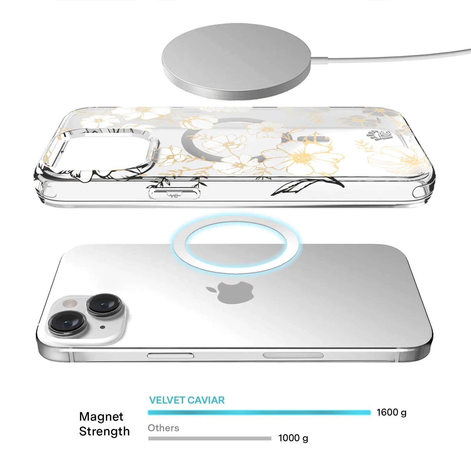 White and Gold Floral Clear iPhone Case - Image 121