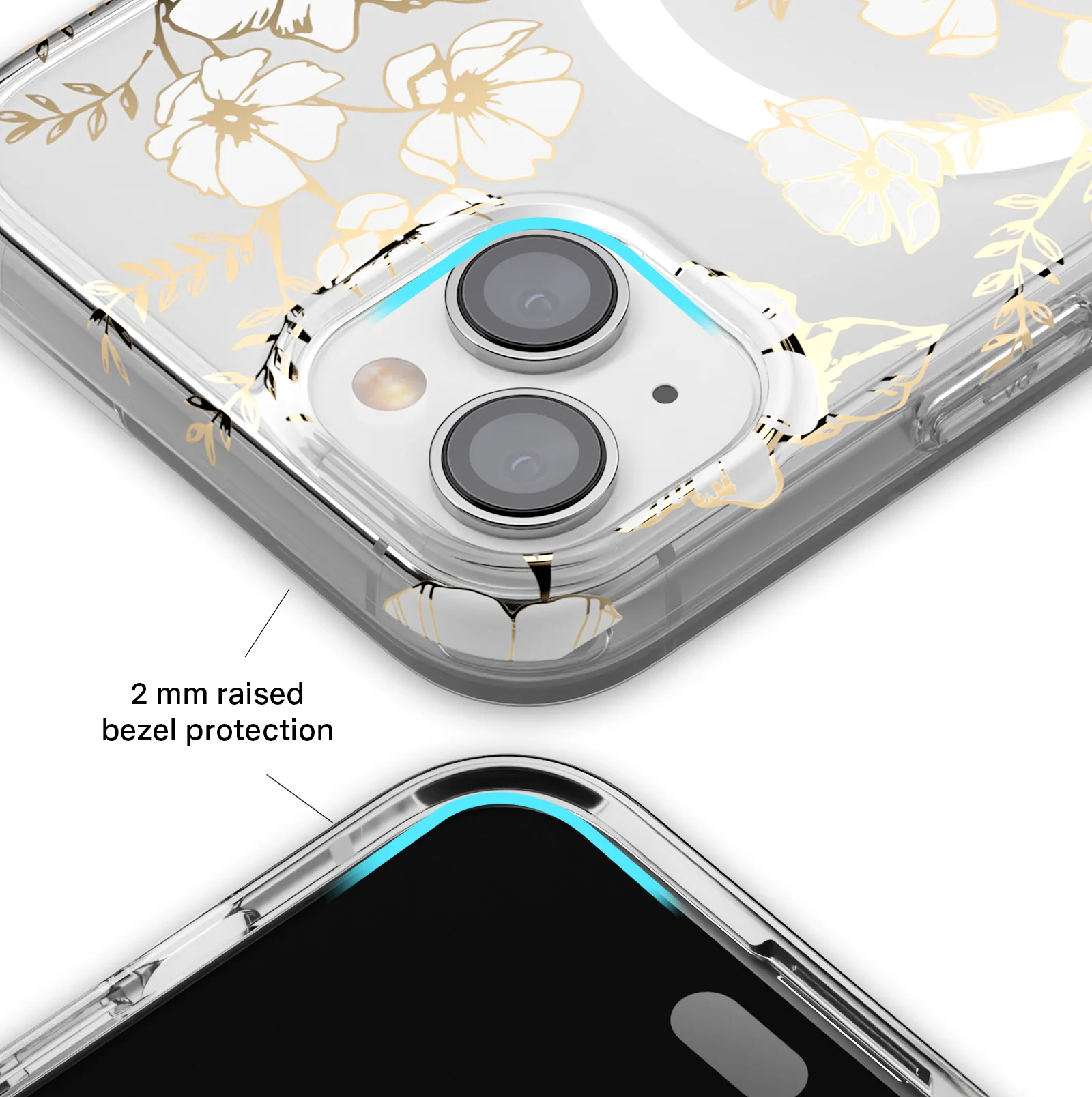 White and Gold Floral Clear iPhone Case - Image 126