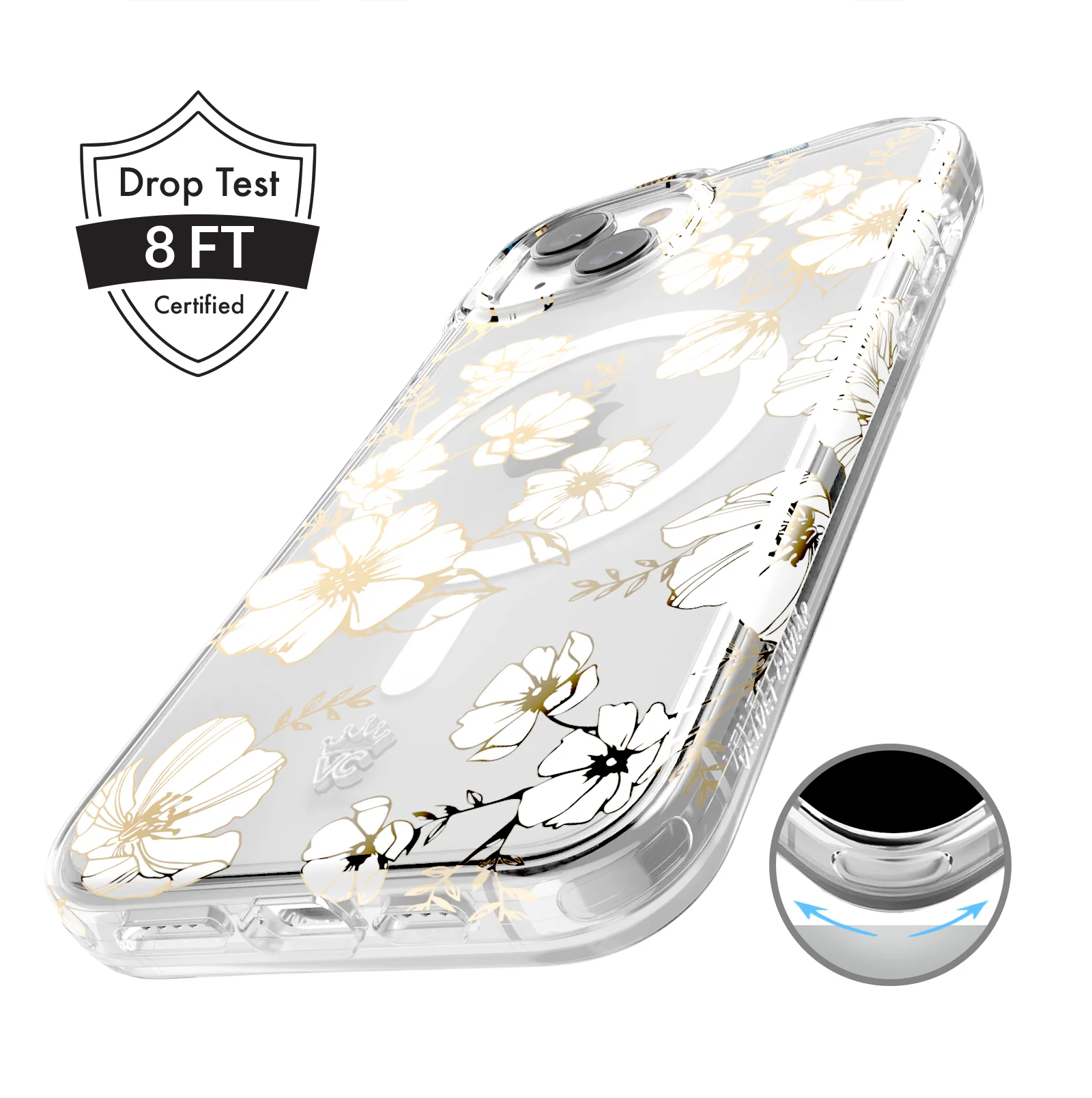 White and Gold Floral Clear iPhone Case - Image 128