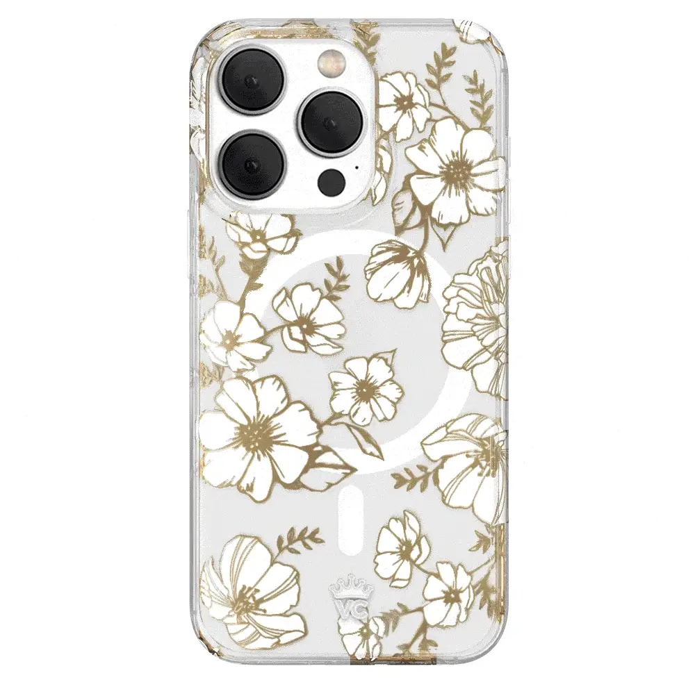 White and Gold Floral Clear iPhone Case - Image 130