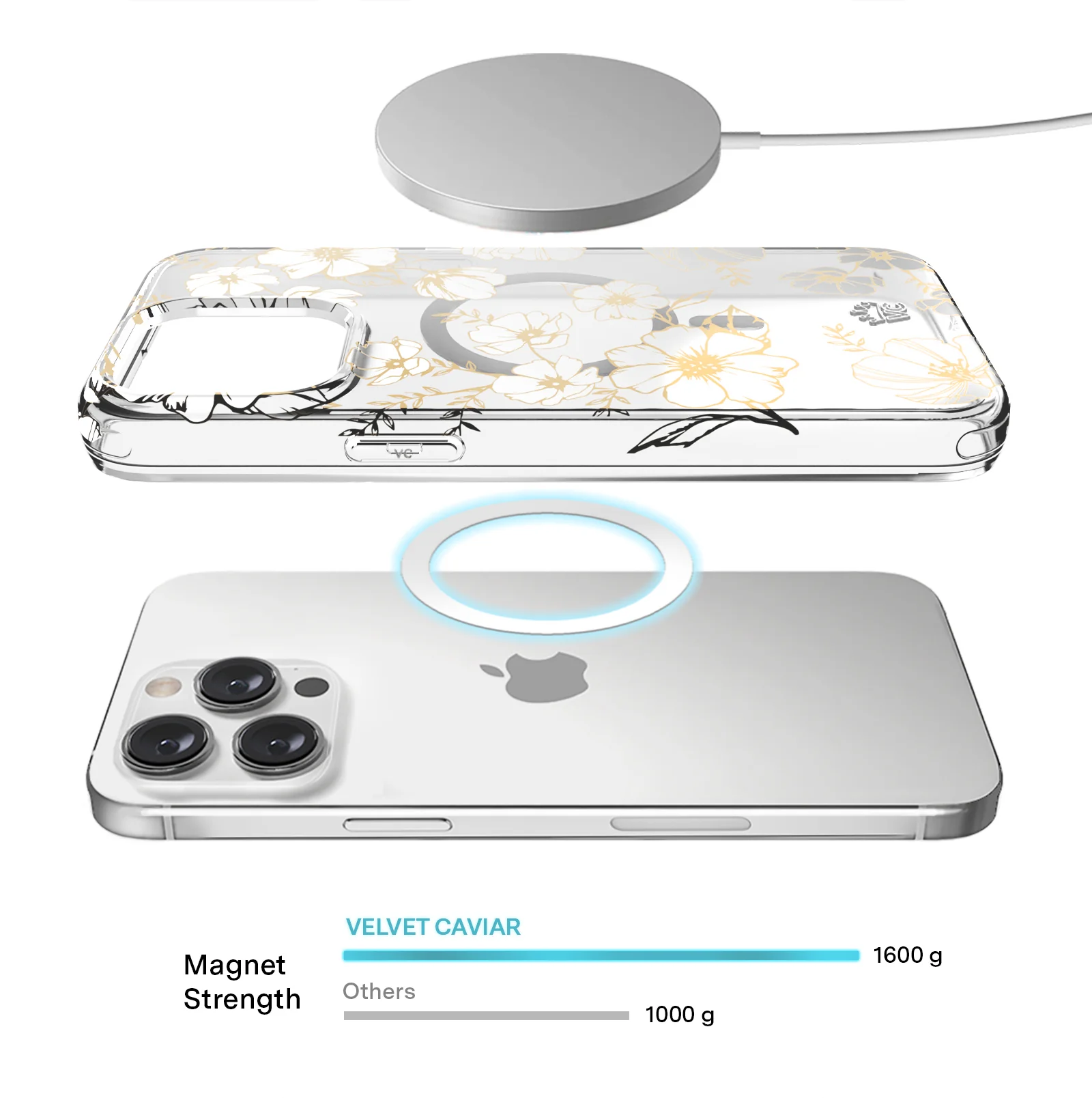 White and Gold Floral Clear iPhone Case - Image 133