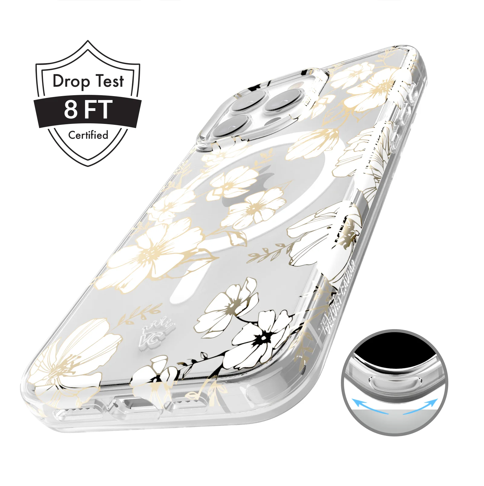 White and Gold Floral Clear iPhone Case - Image 134