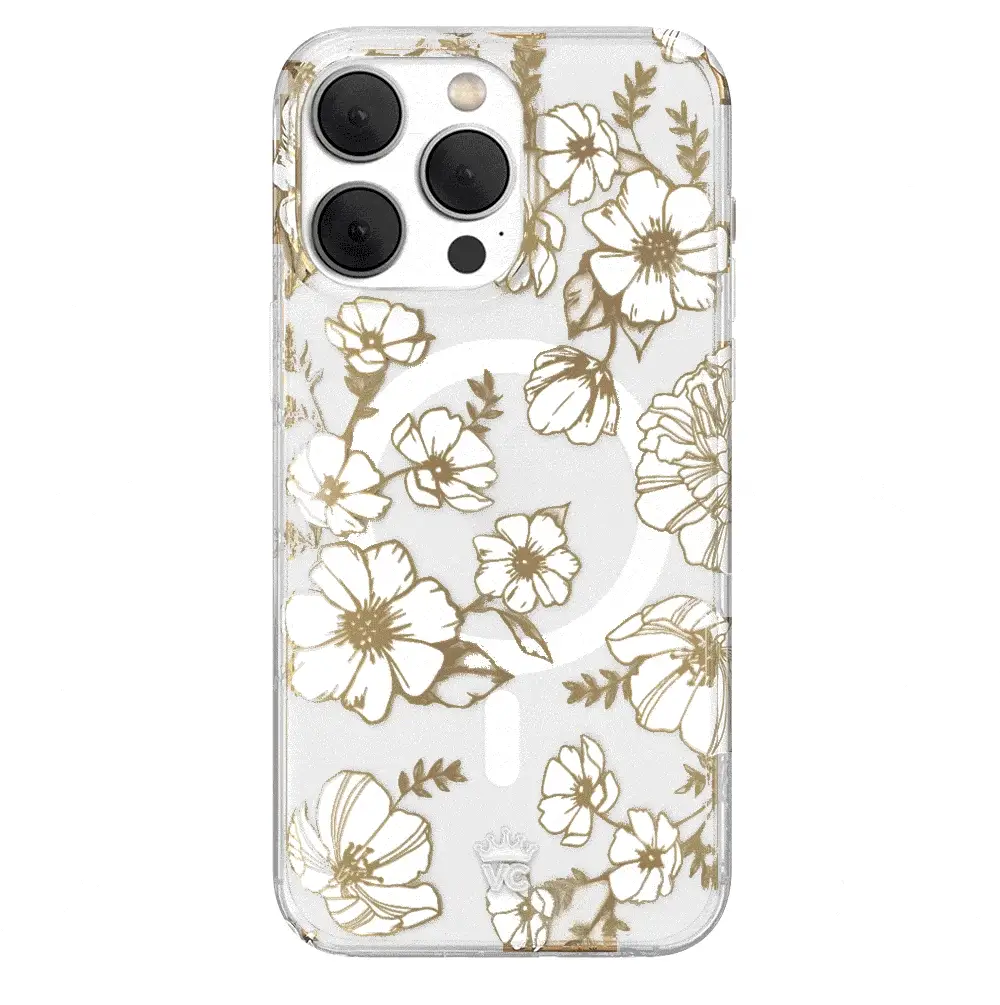 White and Gold Floral Clear iPhone Case - Image 136