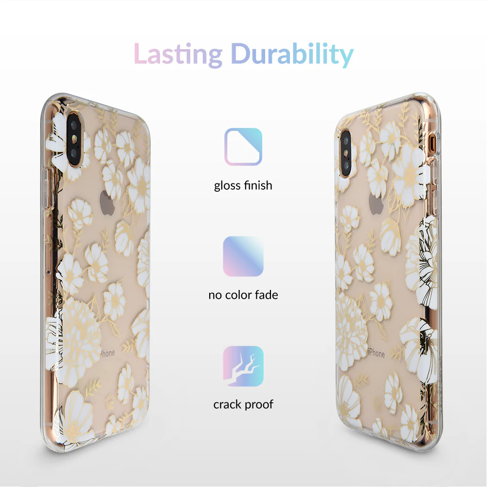 White and Gold Floral Clear iPhone Case - Image 17