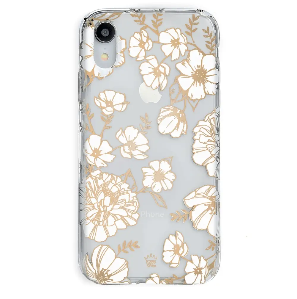 White and Gold Floral Clear iPhone Case - Image 25
