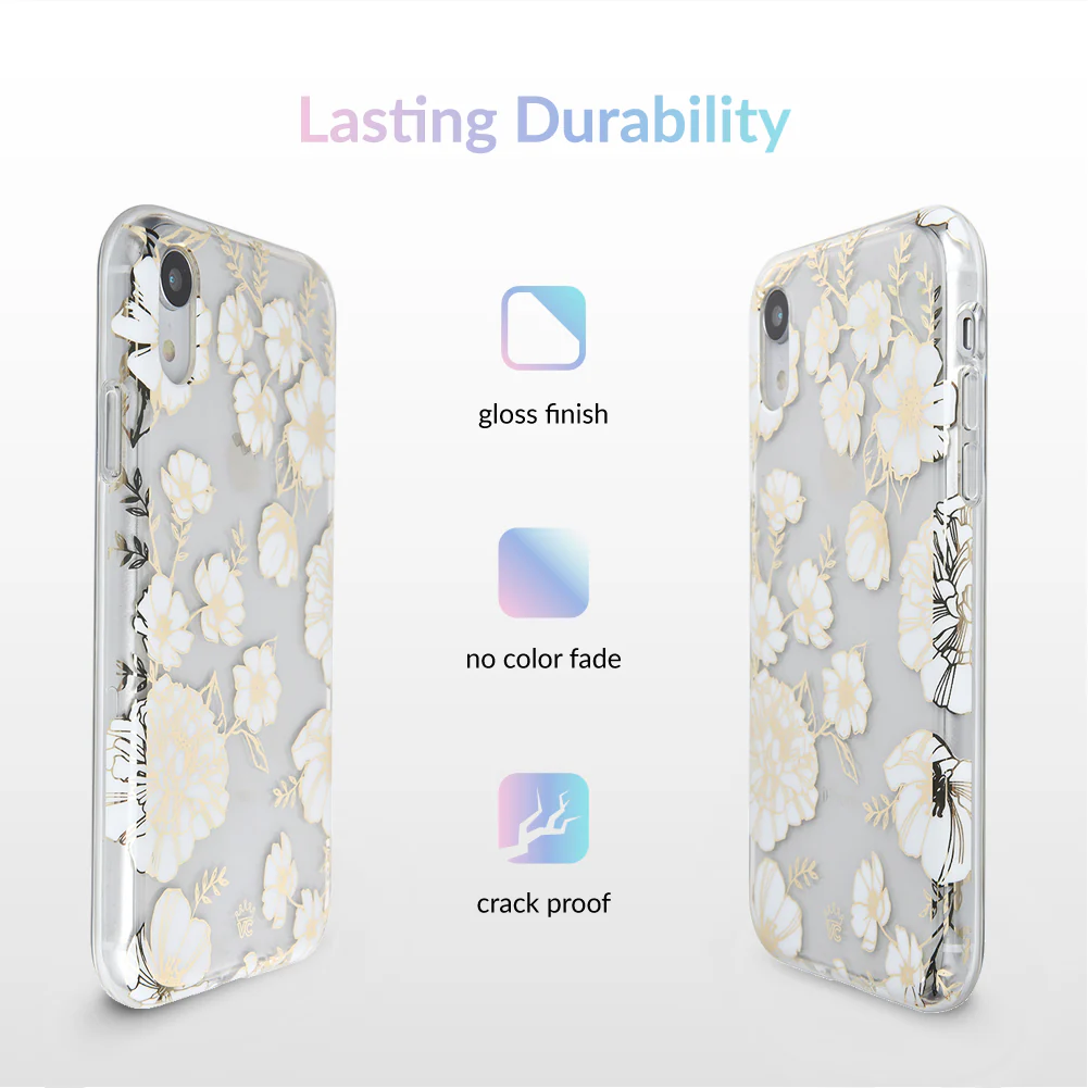 White and Gold Floral Clear iPhone Case - Image 29